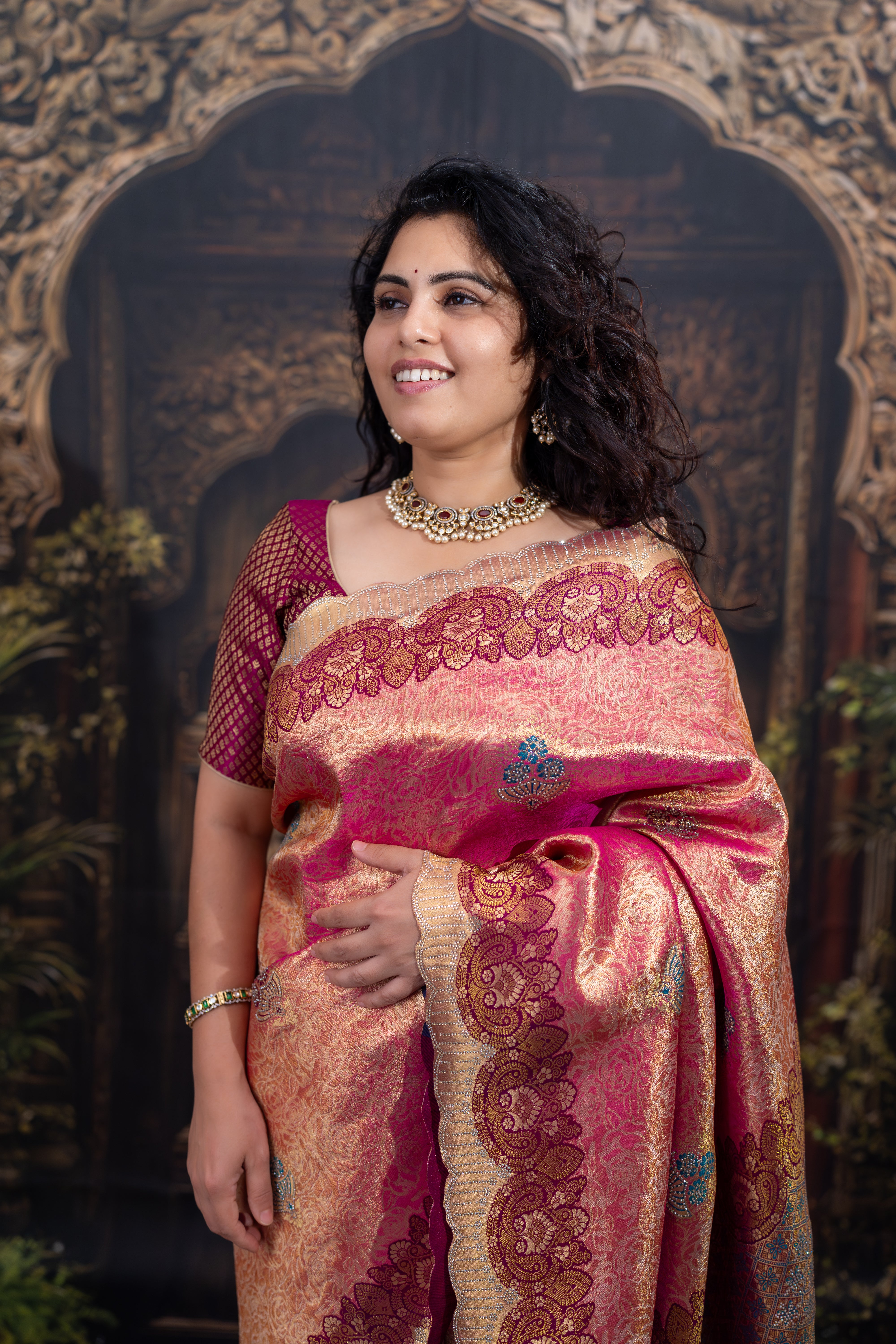 Kanjivaram Silk Saree with Diamond Work