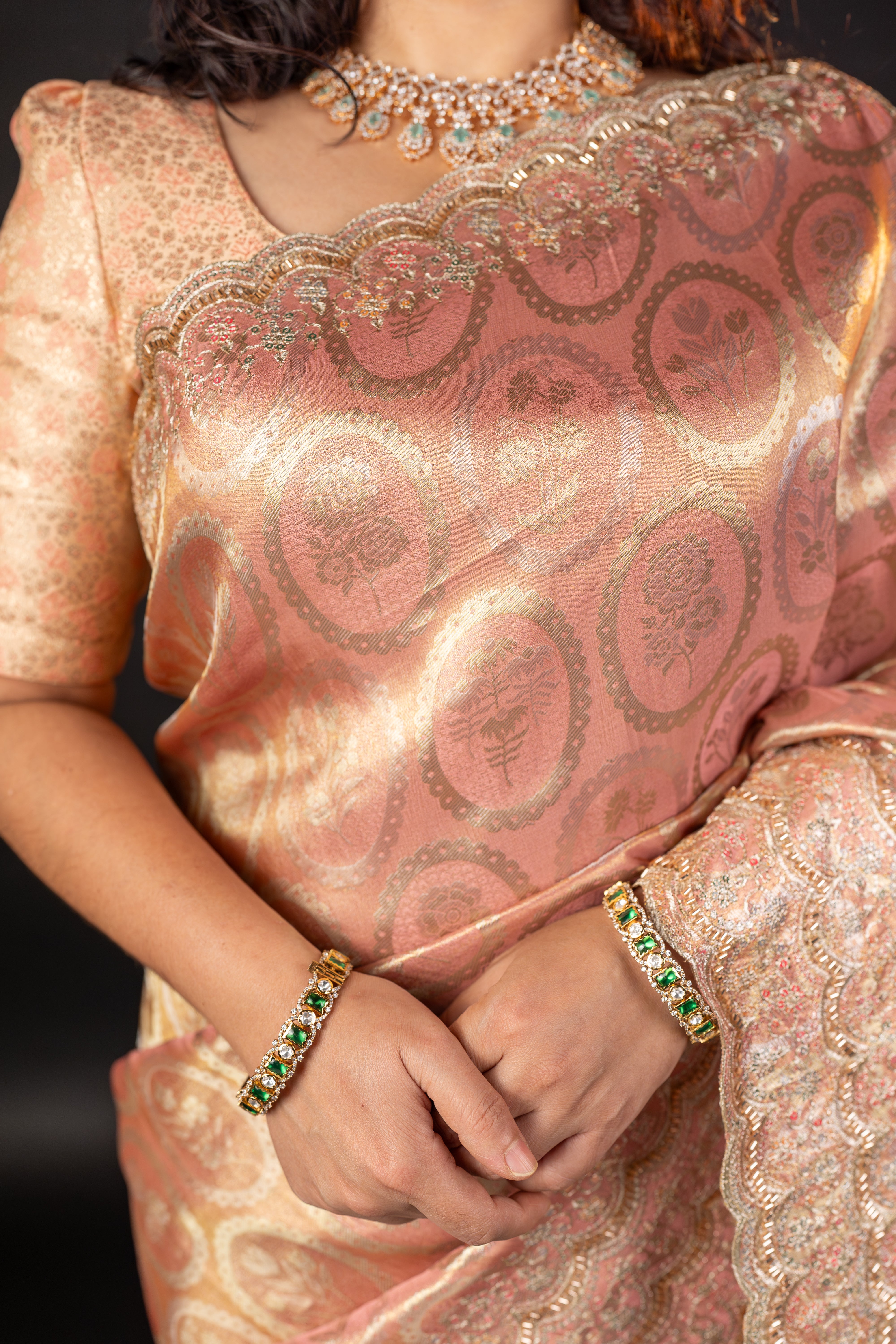 Premium Giraffe Silk Saree with Hand Tube & Sequence Work Border