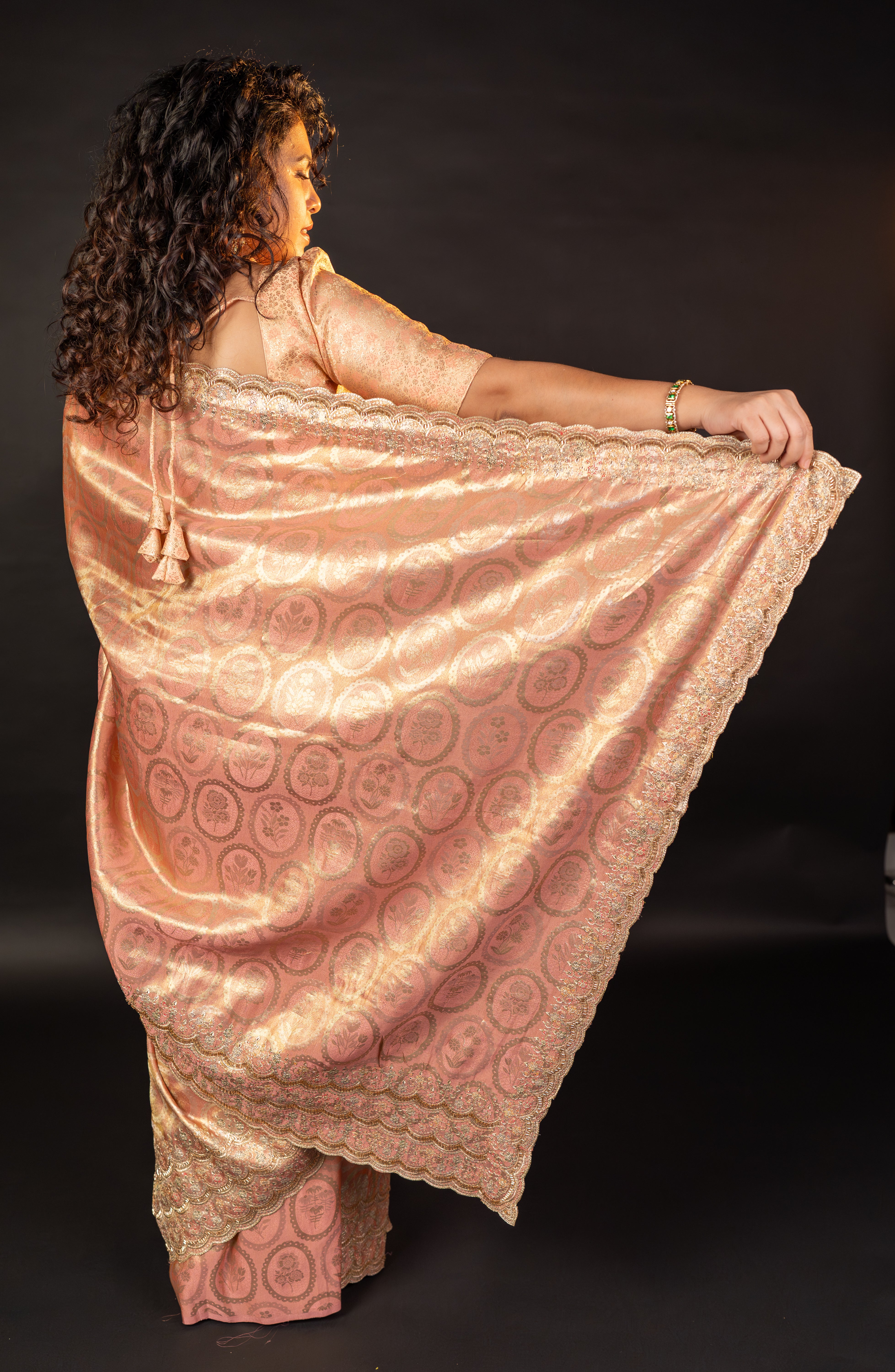 Premium Giraffe Silk Saree with Hand Tube & Sequence Work Border