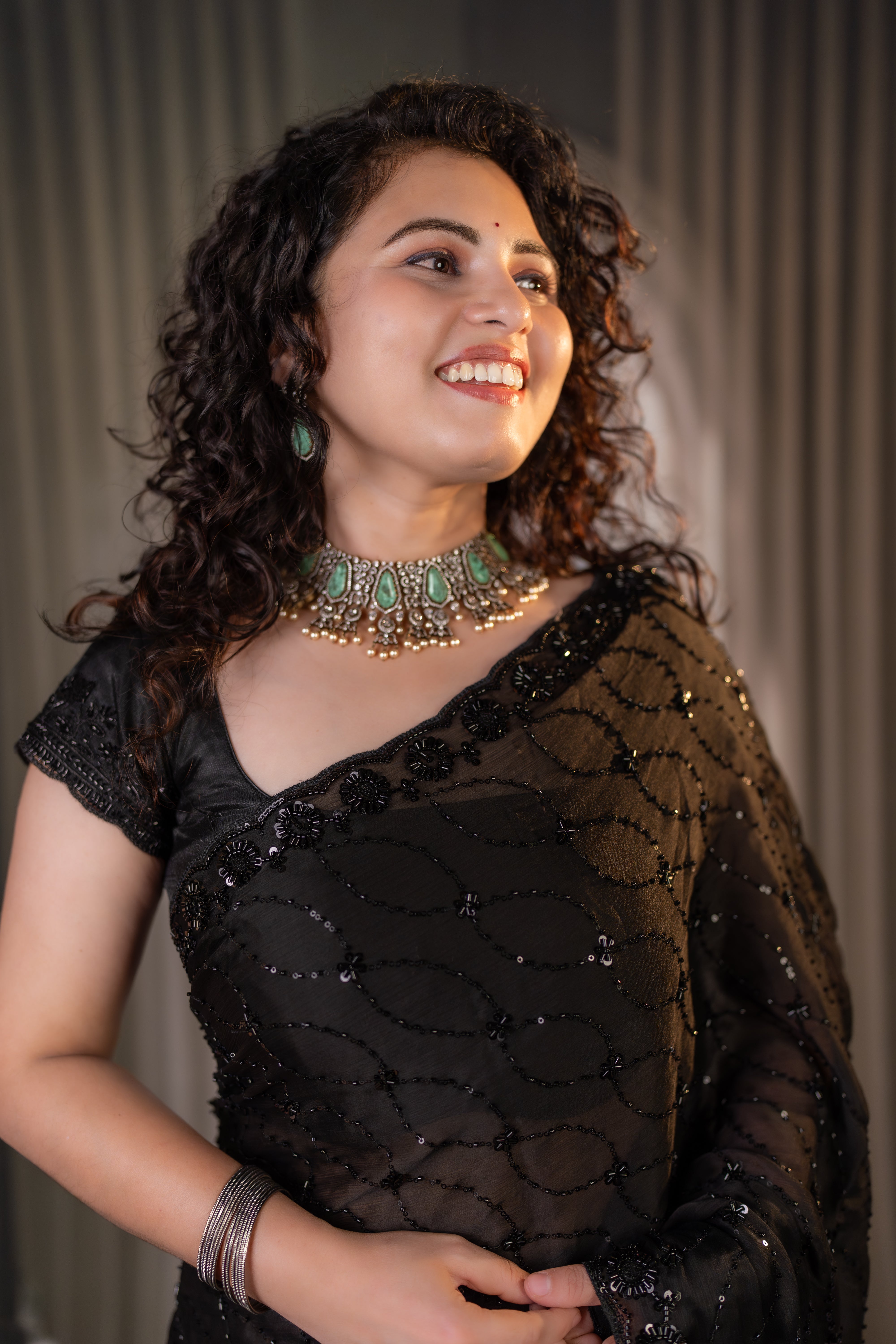 Black Beauty – Satin Chiffon Designer Saree
