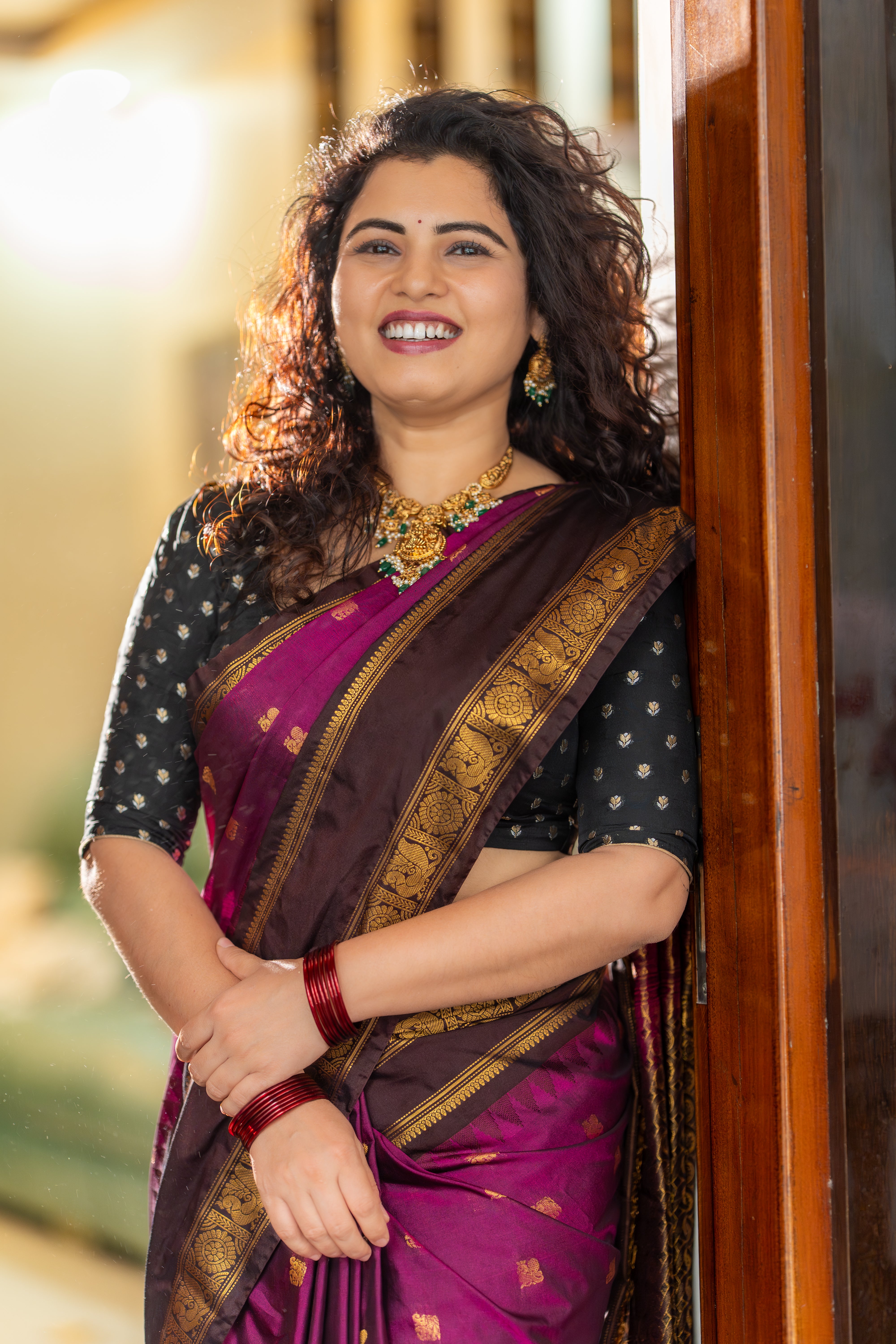 Classic Semi Gadwal Saree Collection- MAGANTA