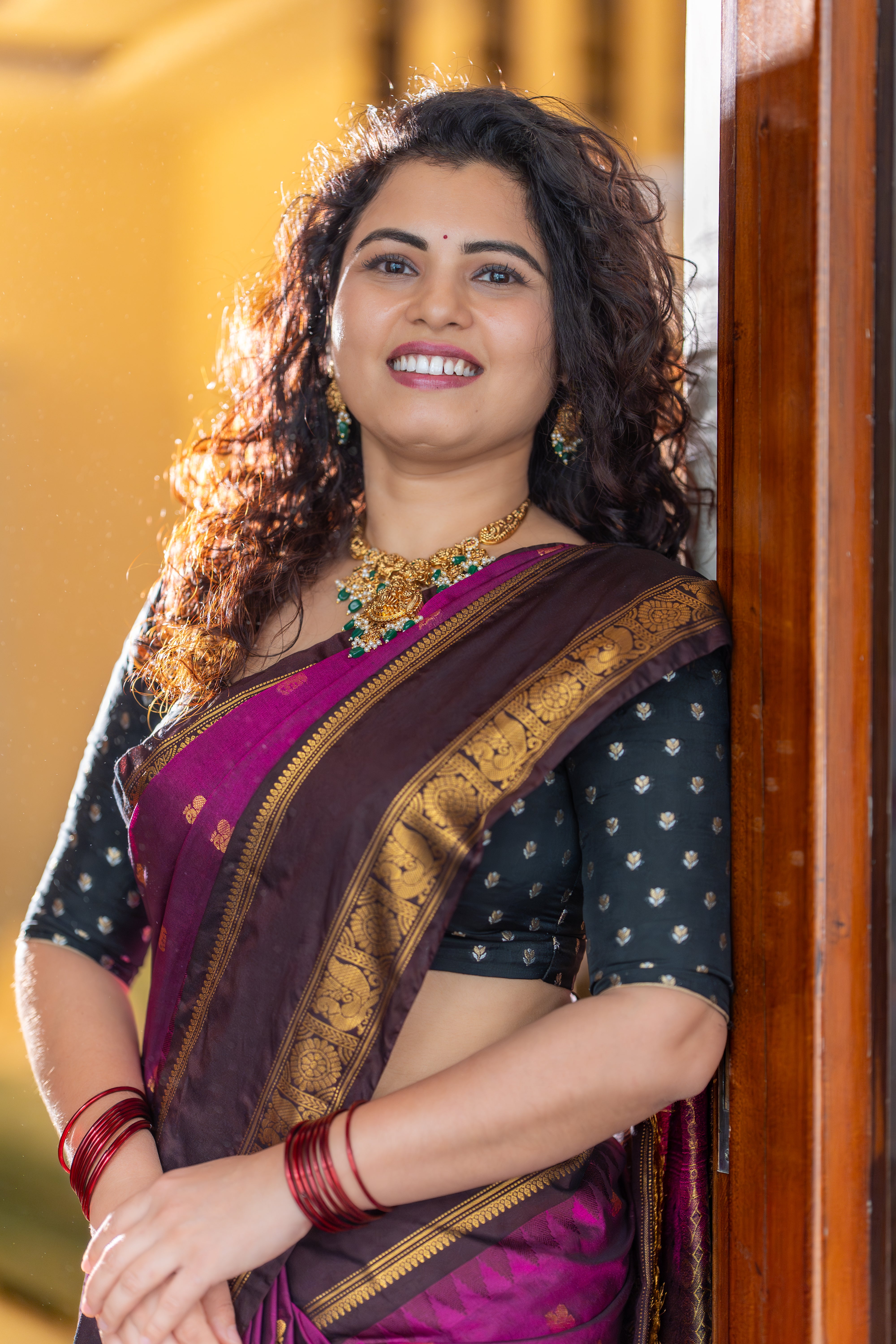 Classic Semi Gadwal Saree Collection- MAGANTA