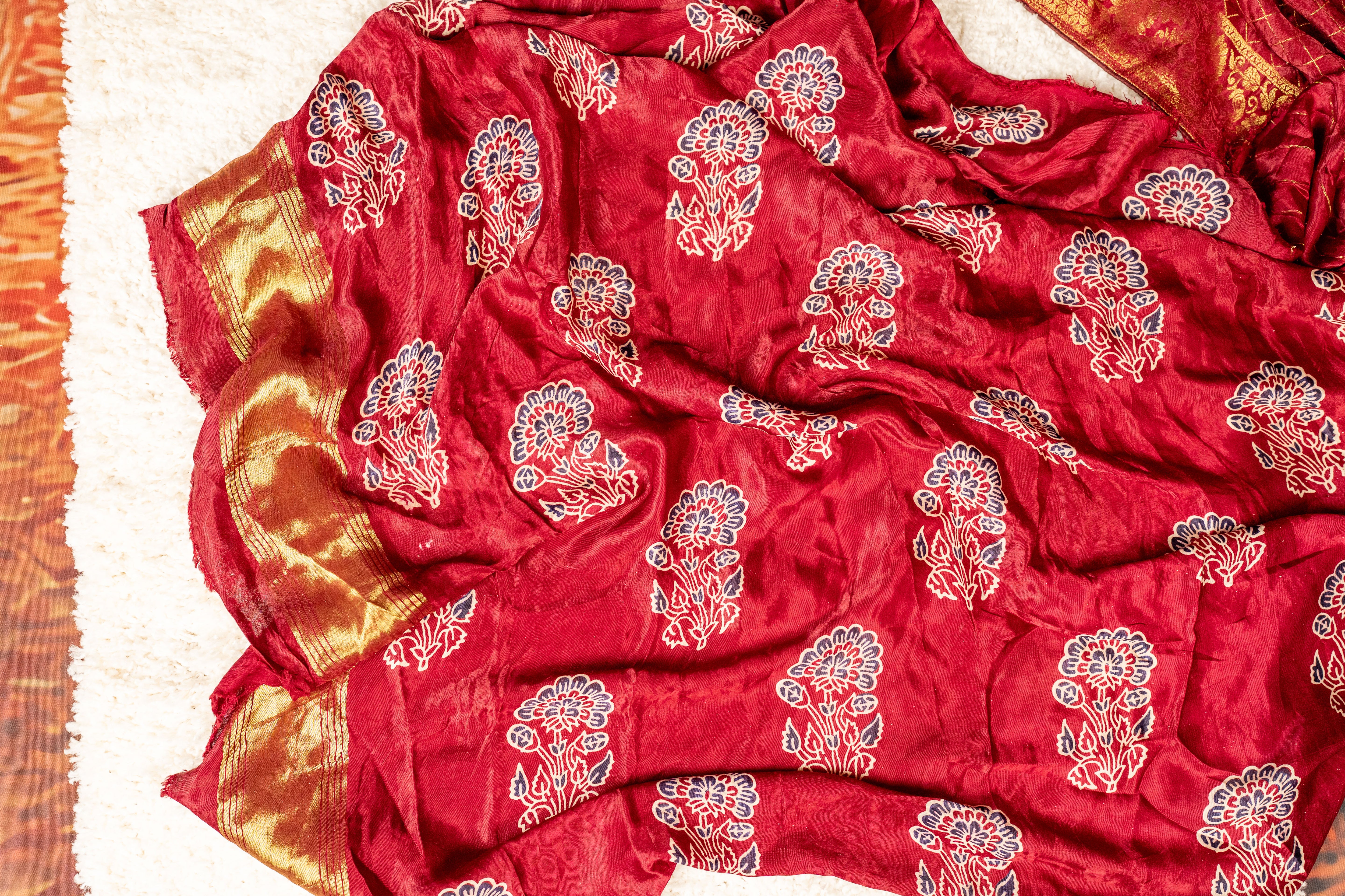 Pure Modal Satin Silk Saree – Kumkum Maroon