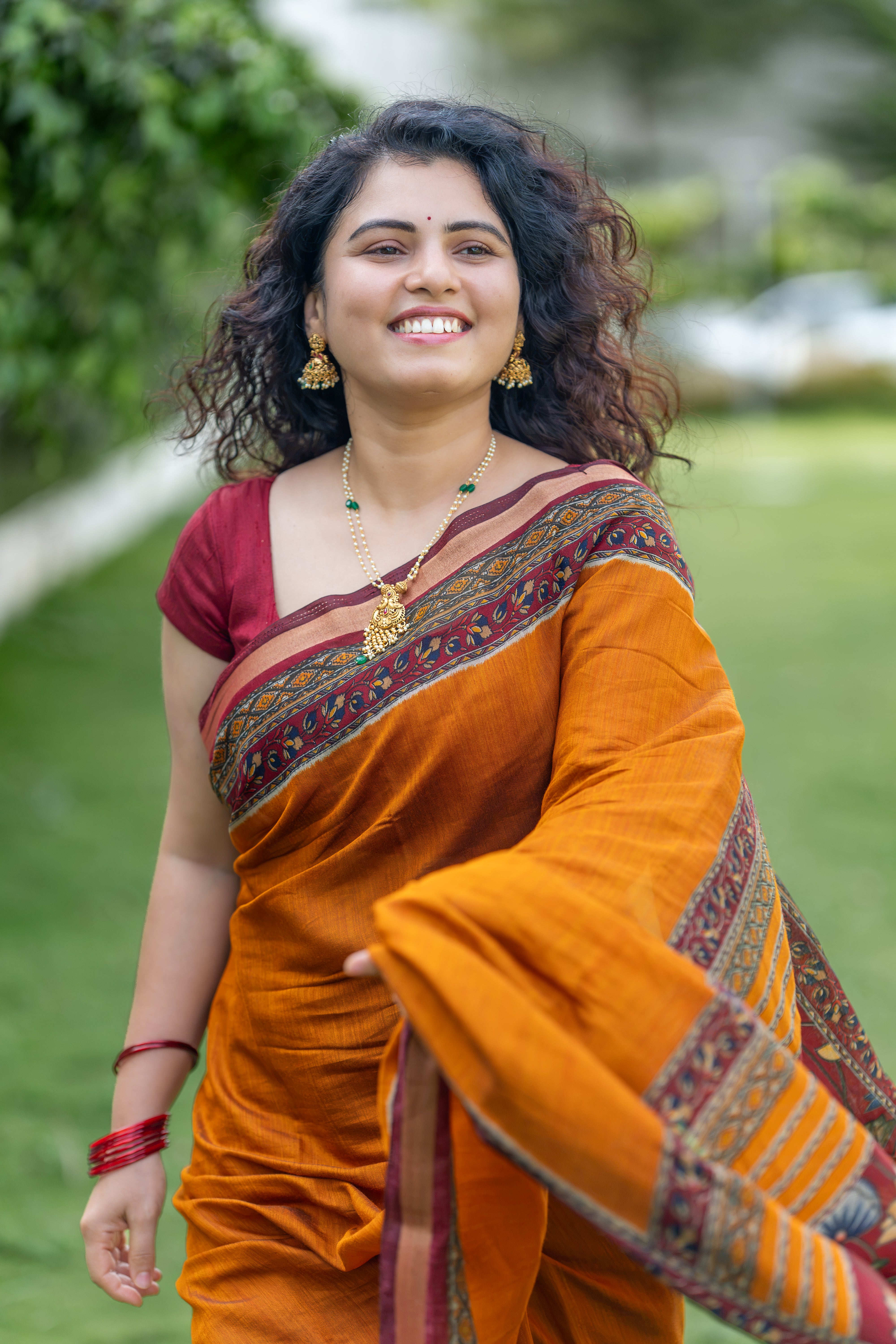 Mersried Mull Hand Block Saree