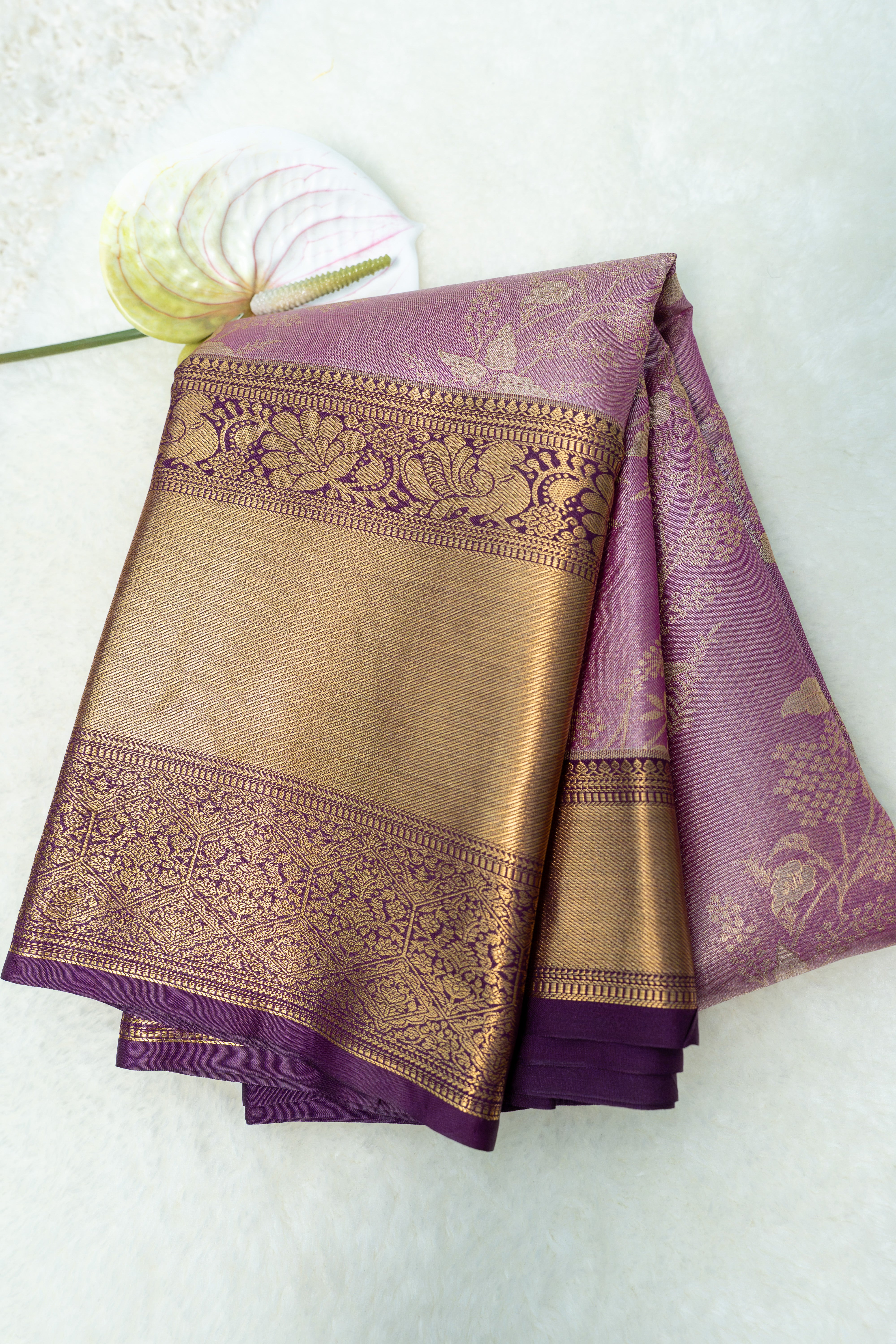 Premium Semi Kanjivaram Tissue Saree with Rich Border