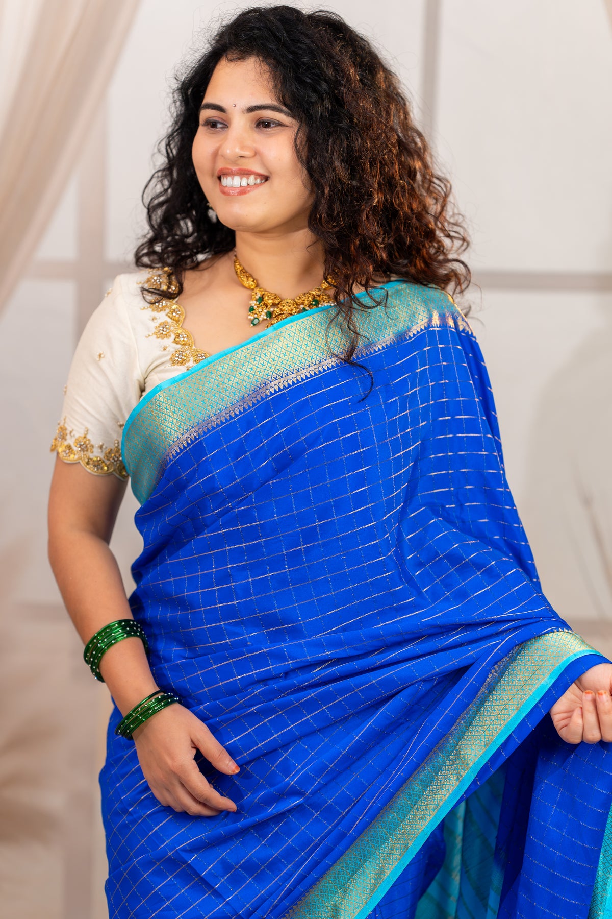 Premium Semi Mysore silk saree - Blue