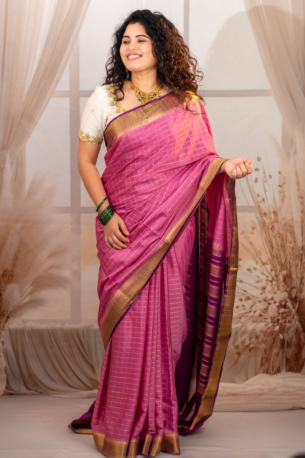 Premium Semi Mysore silk saree - Pink