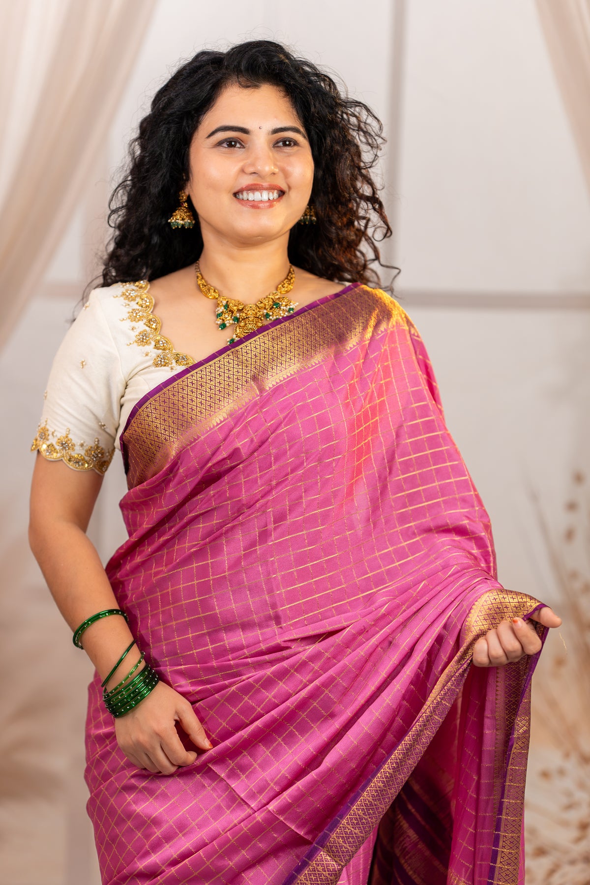 Premium Semi Mysore silk saree - Pink