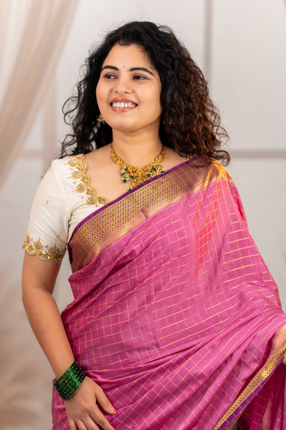 Premium Semi Mysore silk saree - Pink