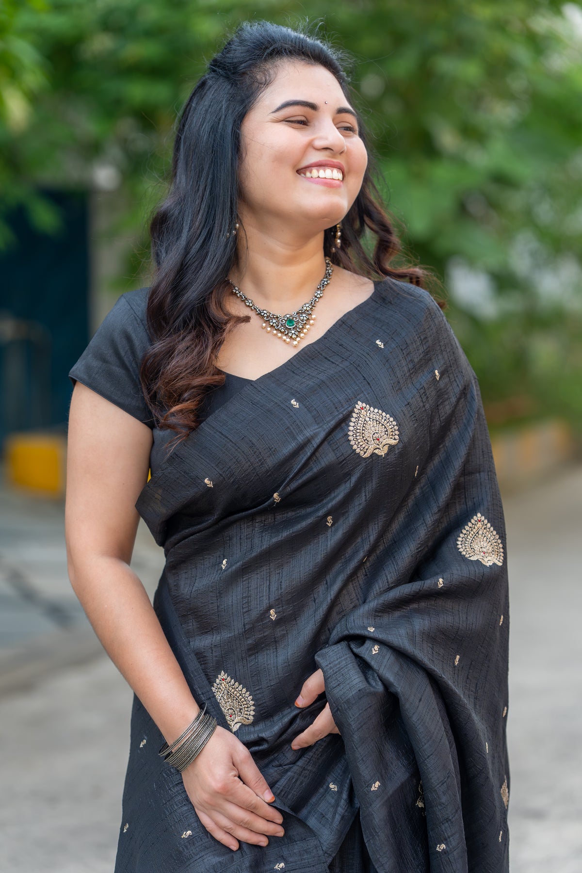 Midnight Black – Tussar Silk Saree