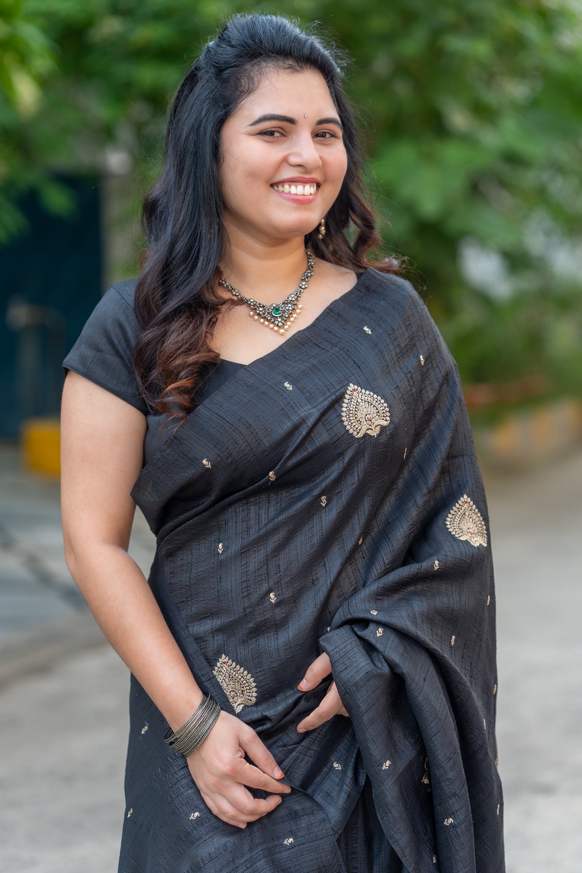 Midnight Black – Tussar Silk Saree