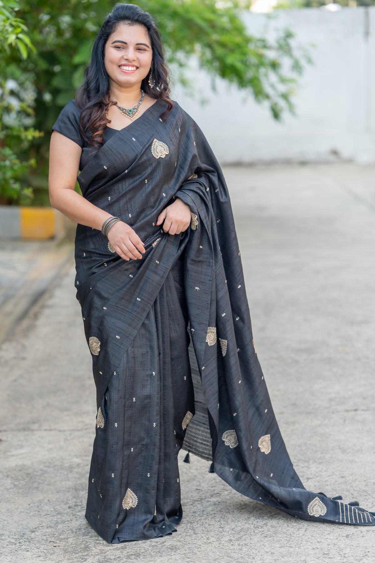 Midnight Black – Tussar Silk Saree