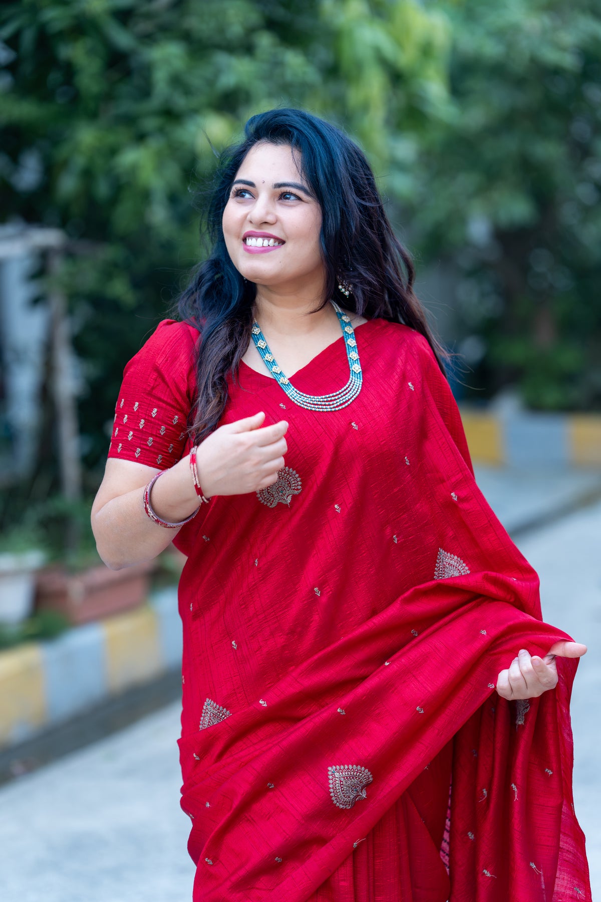 Crimson Paisley – Tussar Silk Saree