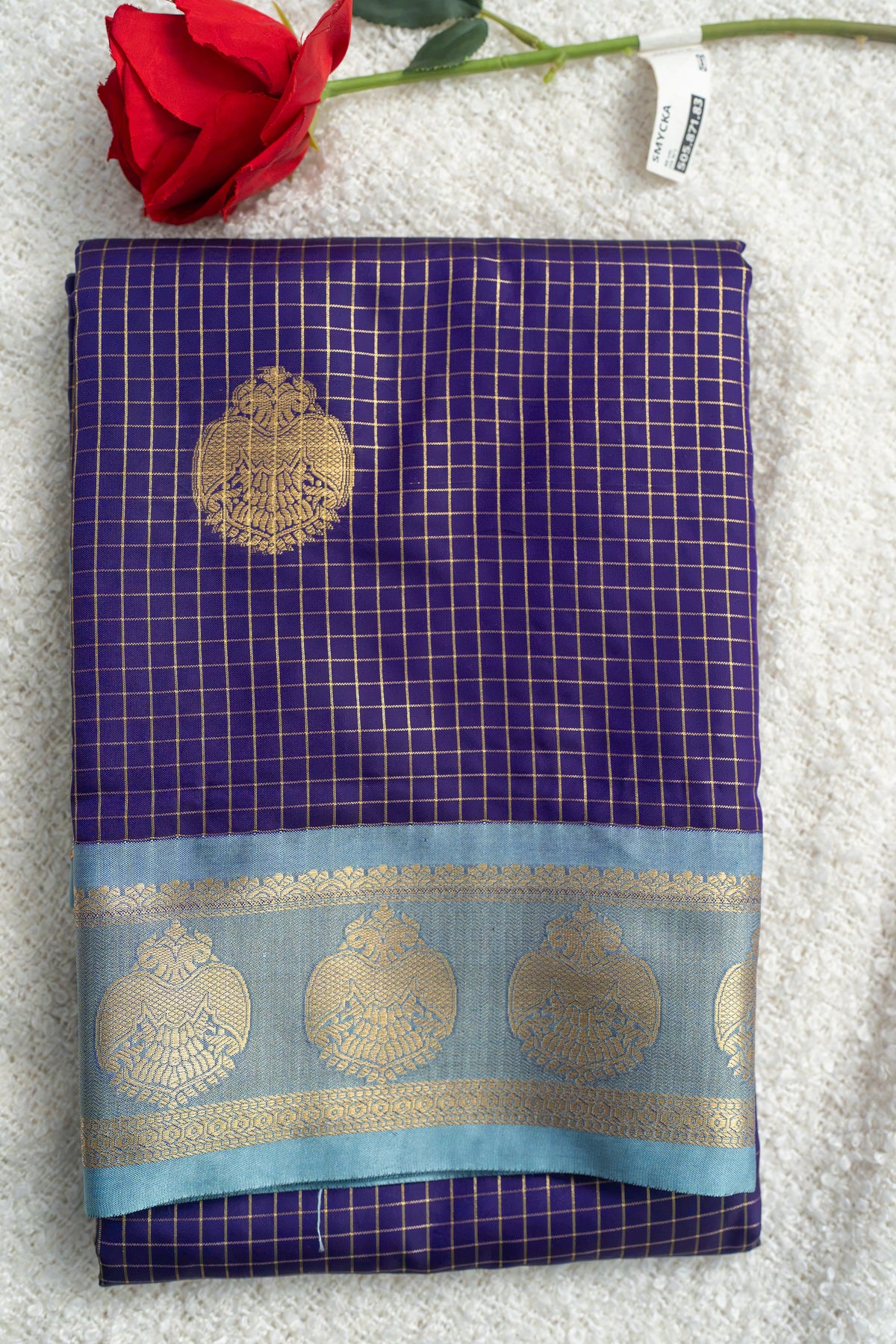 Bangalore Semi Pattu Saree – Elegant Checks with Traditional Zari Border