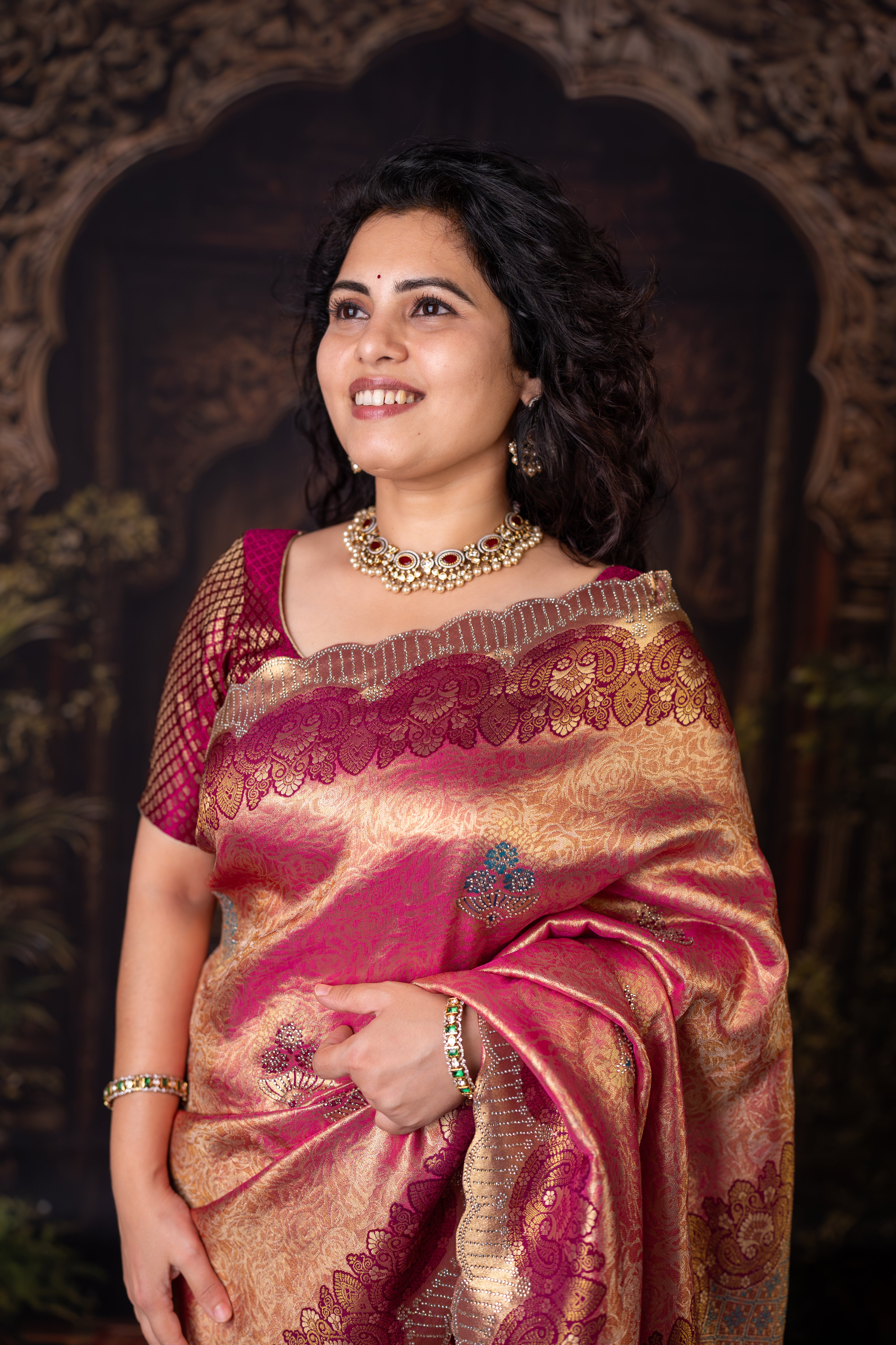 Kanjivaram Silk Saree with Diamond Work