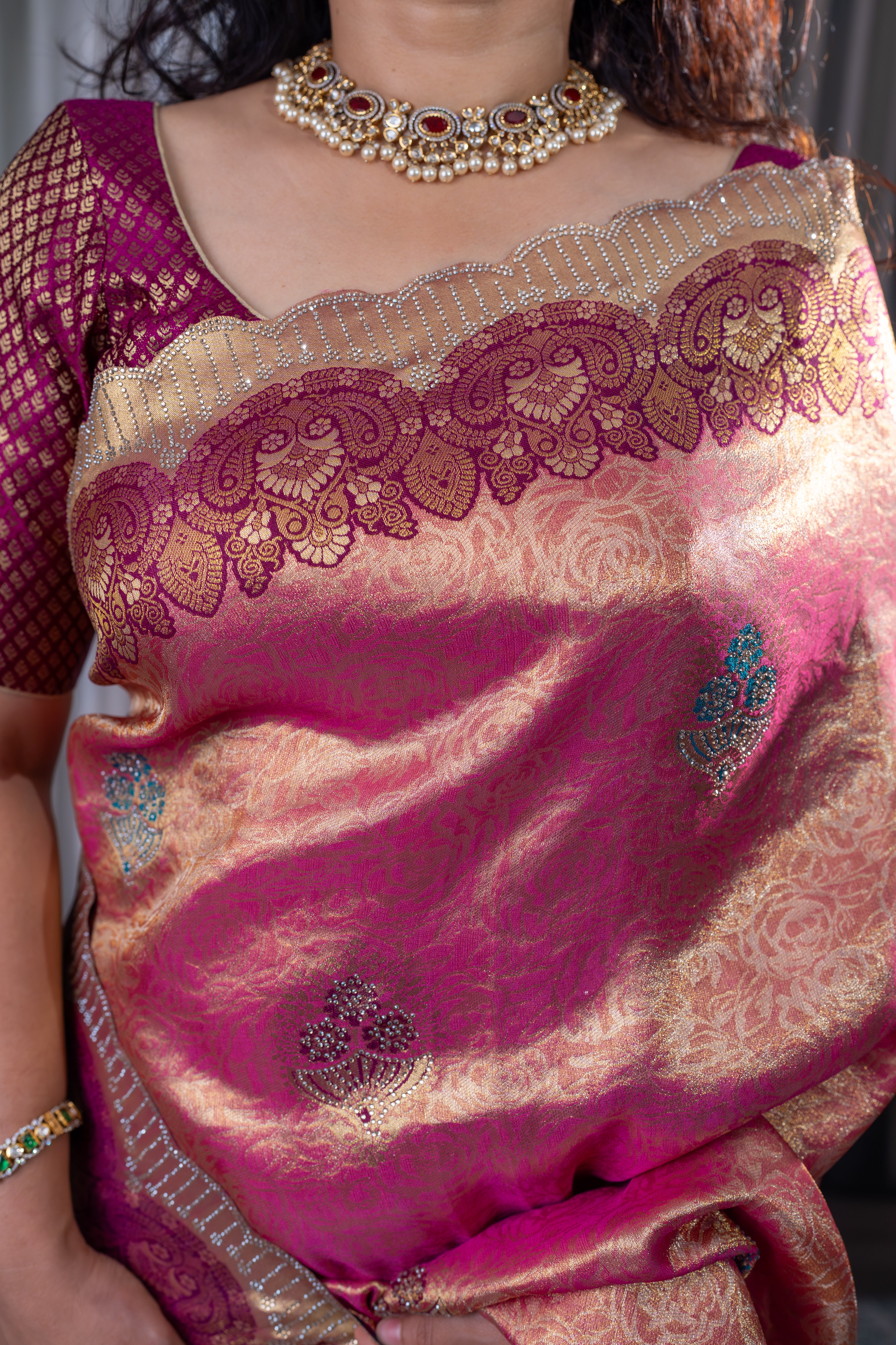 Kanjivaram Silk Saree with Diamond Work