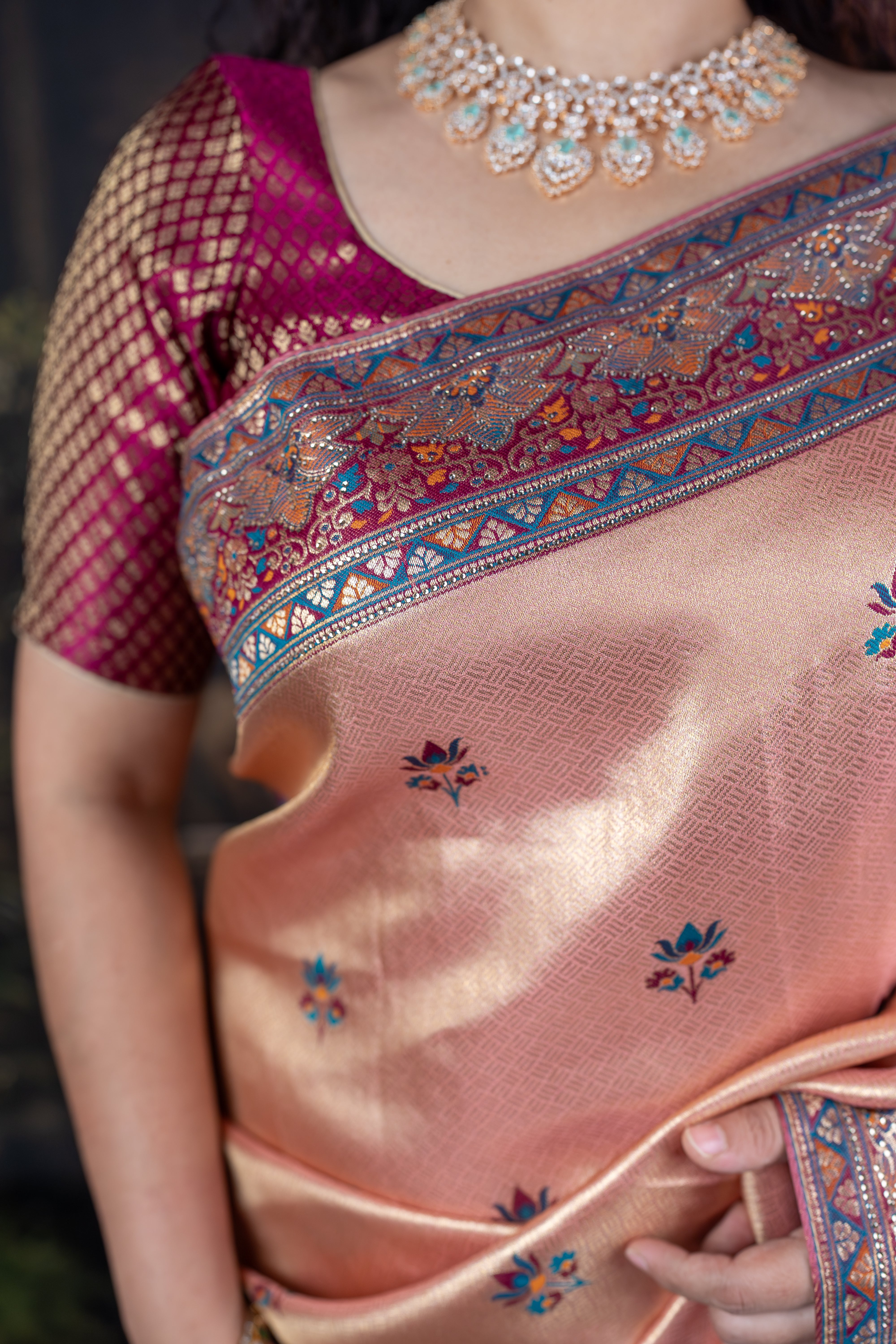 Kanjivaram Silk Saree with Diamond Work