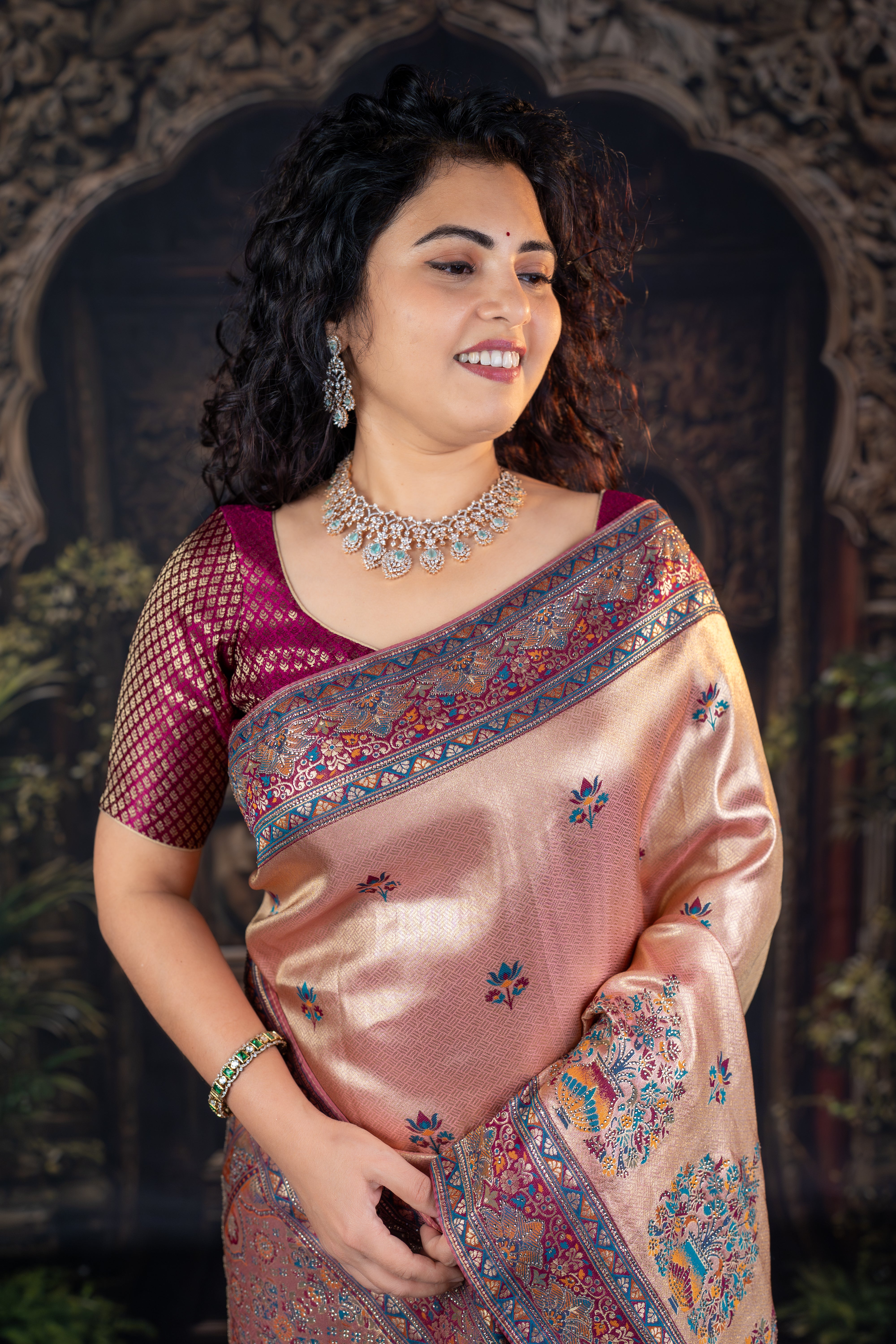 Kanjivaram Silk Saree with Diamond Work