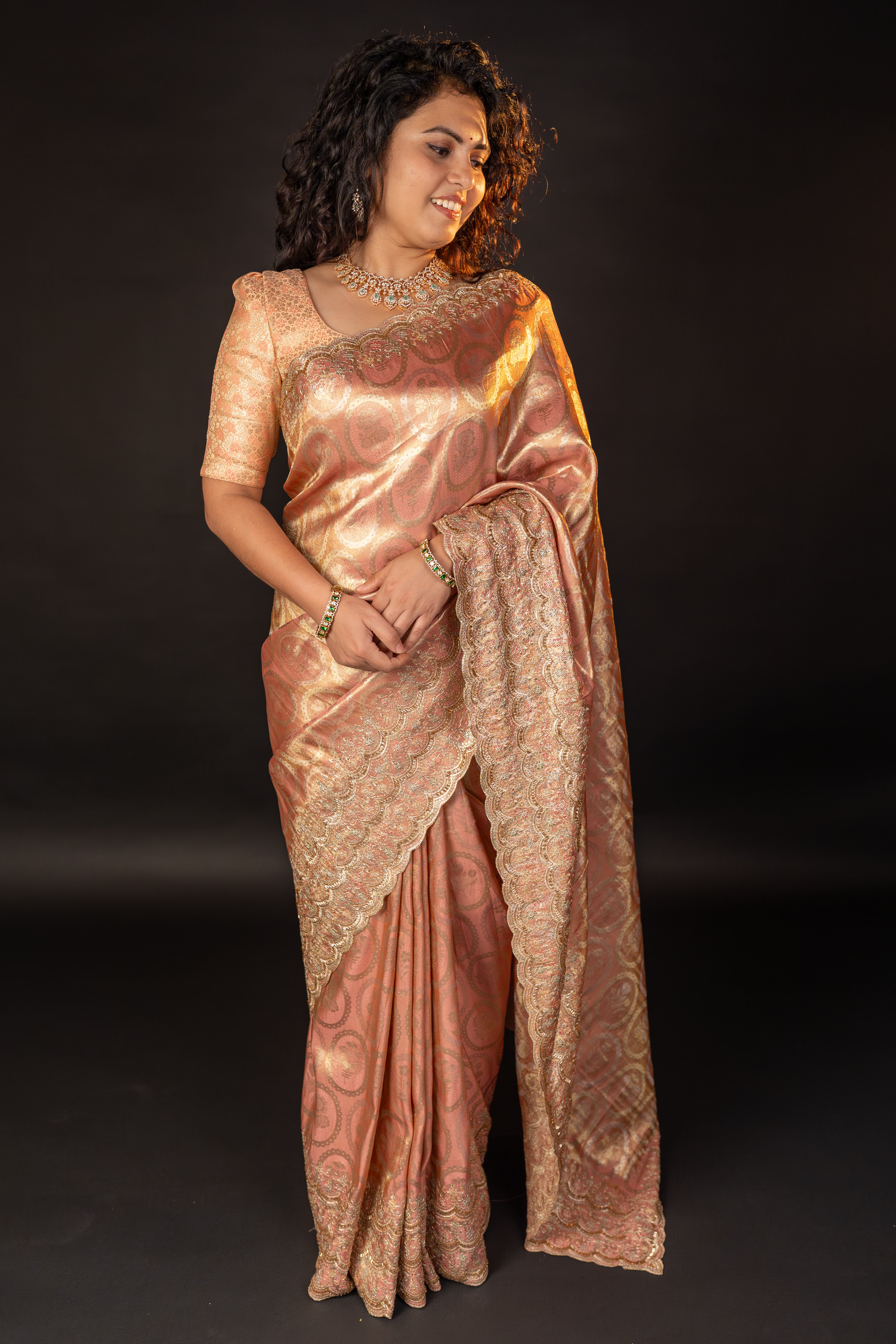Premium Giraffe Silk Saree with Hand Tube & Sequence Work Border