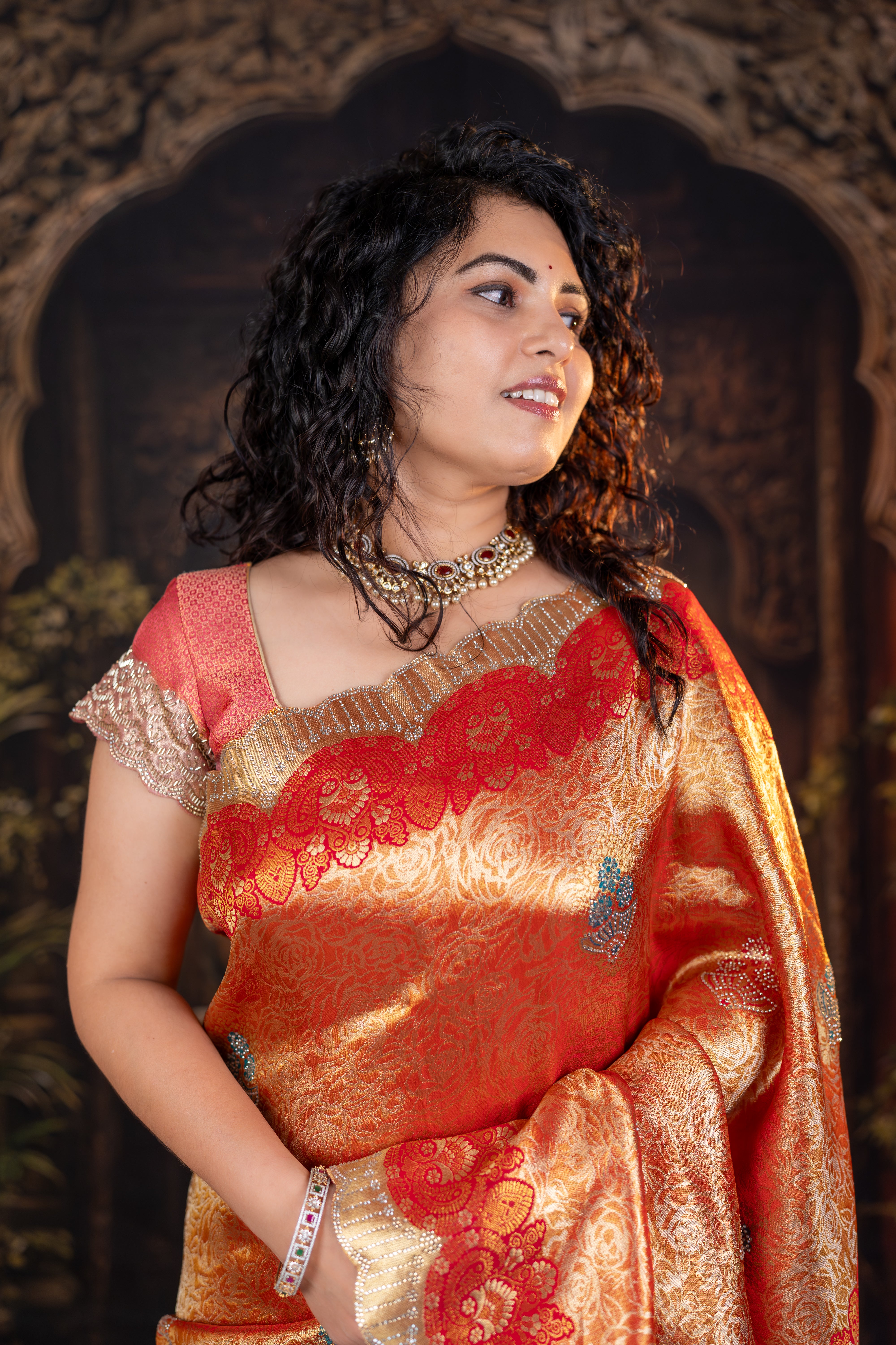 Kanjivaram Silk Saree with Diamond Work