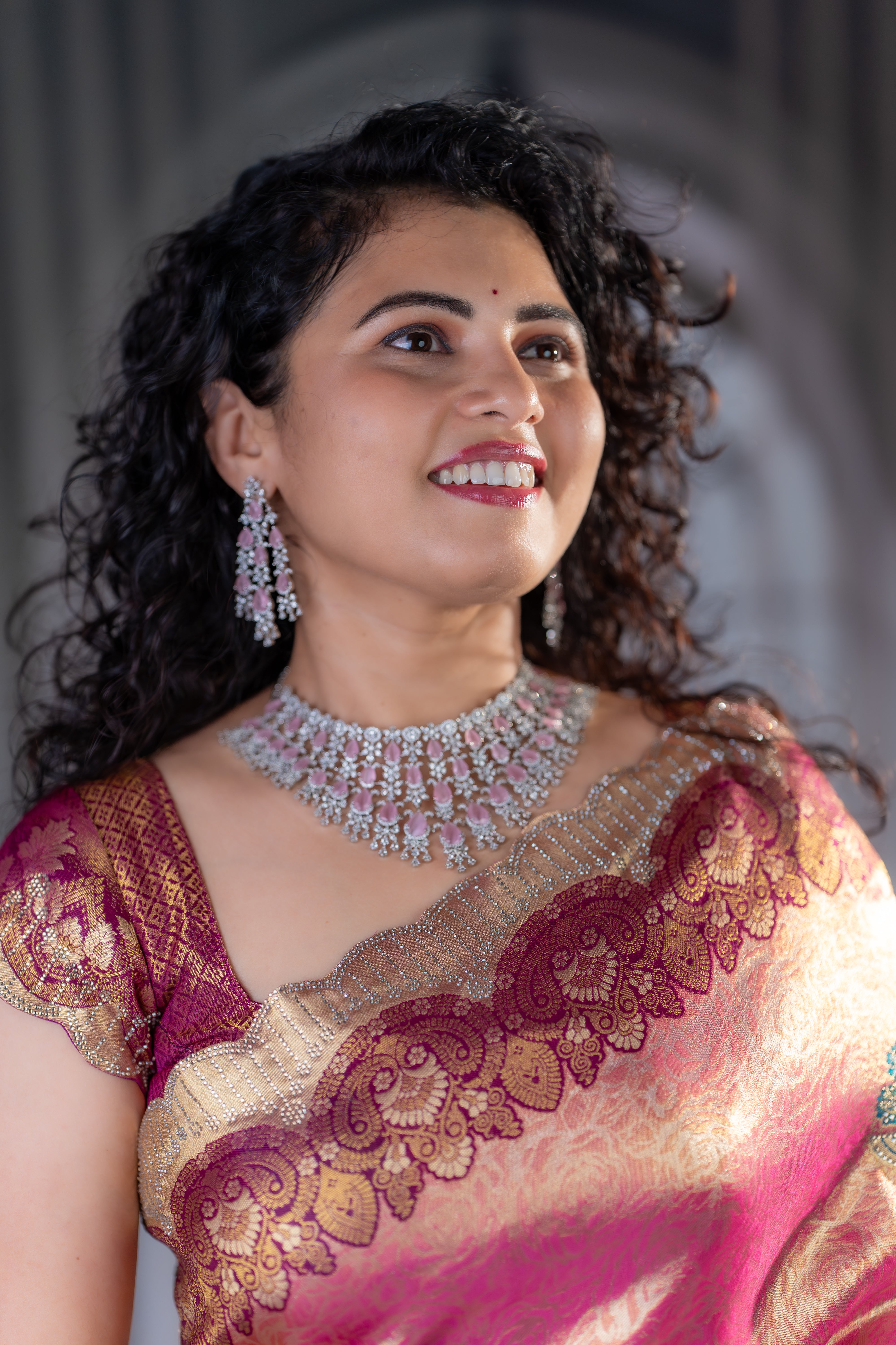 Kanjivaram Silk Saree with Diamond Work PINK