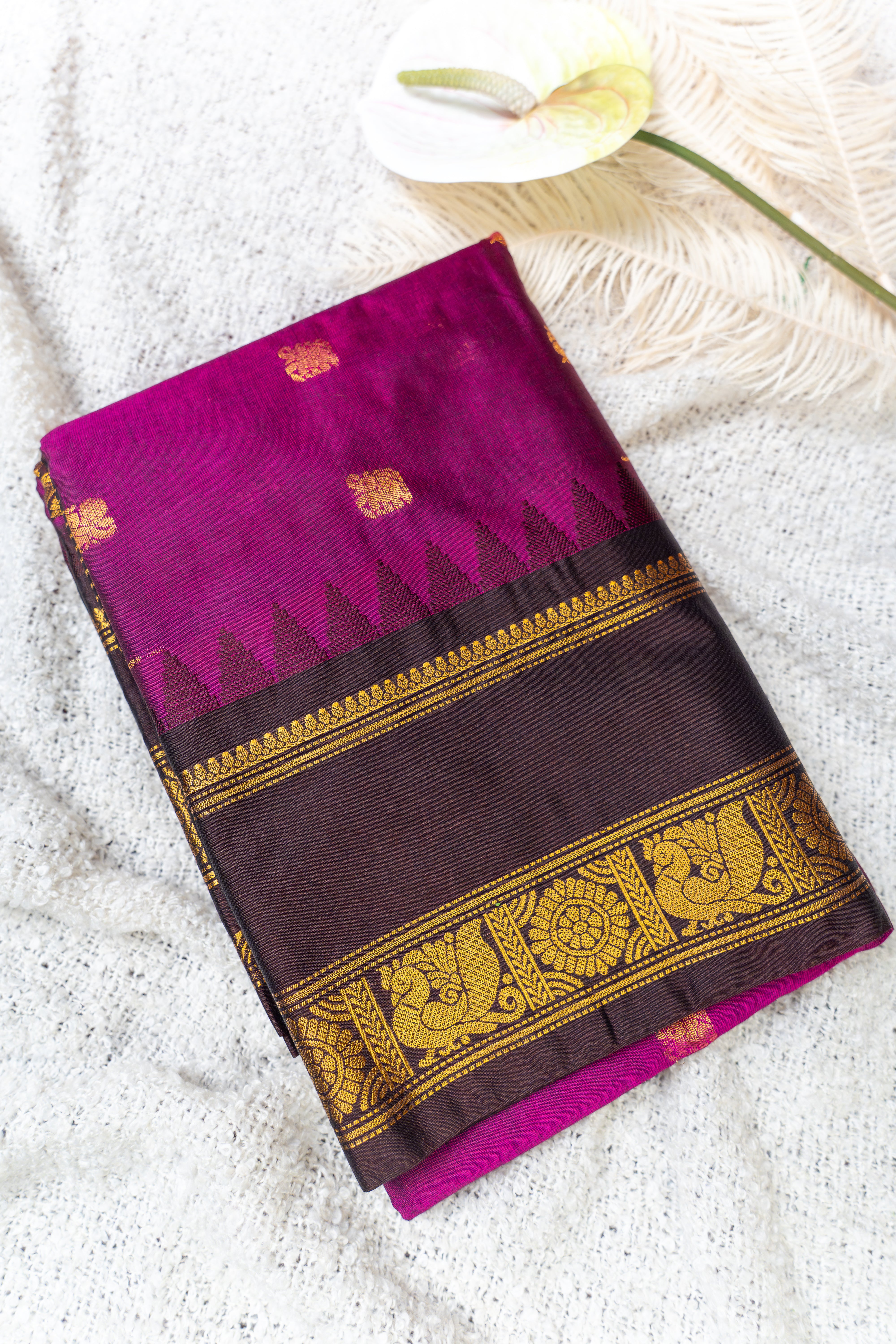 Classic Semi Gadwal Saree Collection- MAGANTA