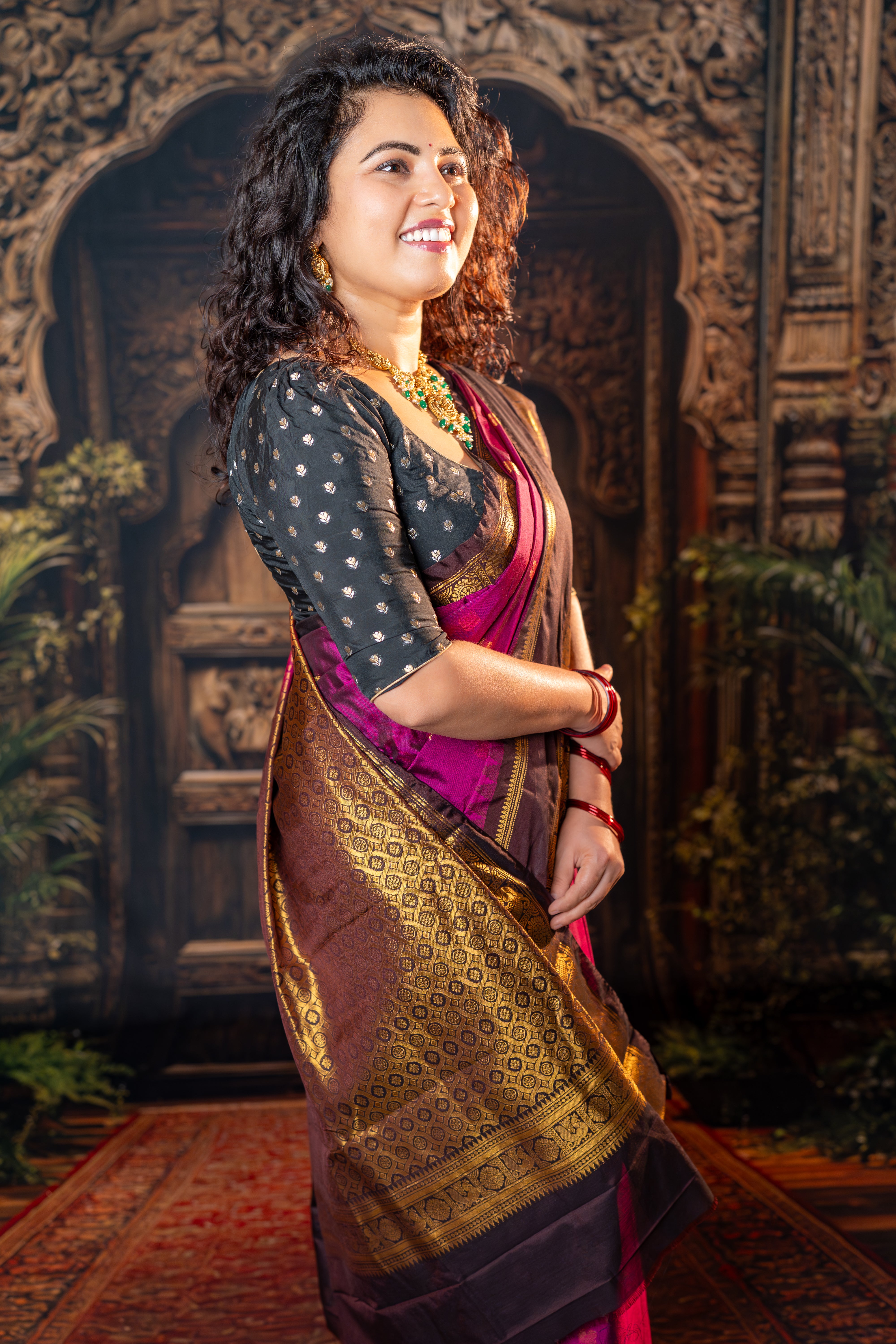Classic Semi Gadwal Saree Collection- MAGANTA