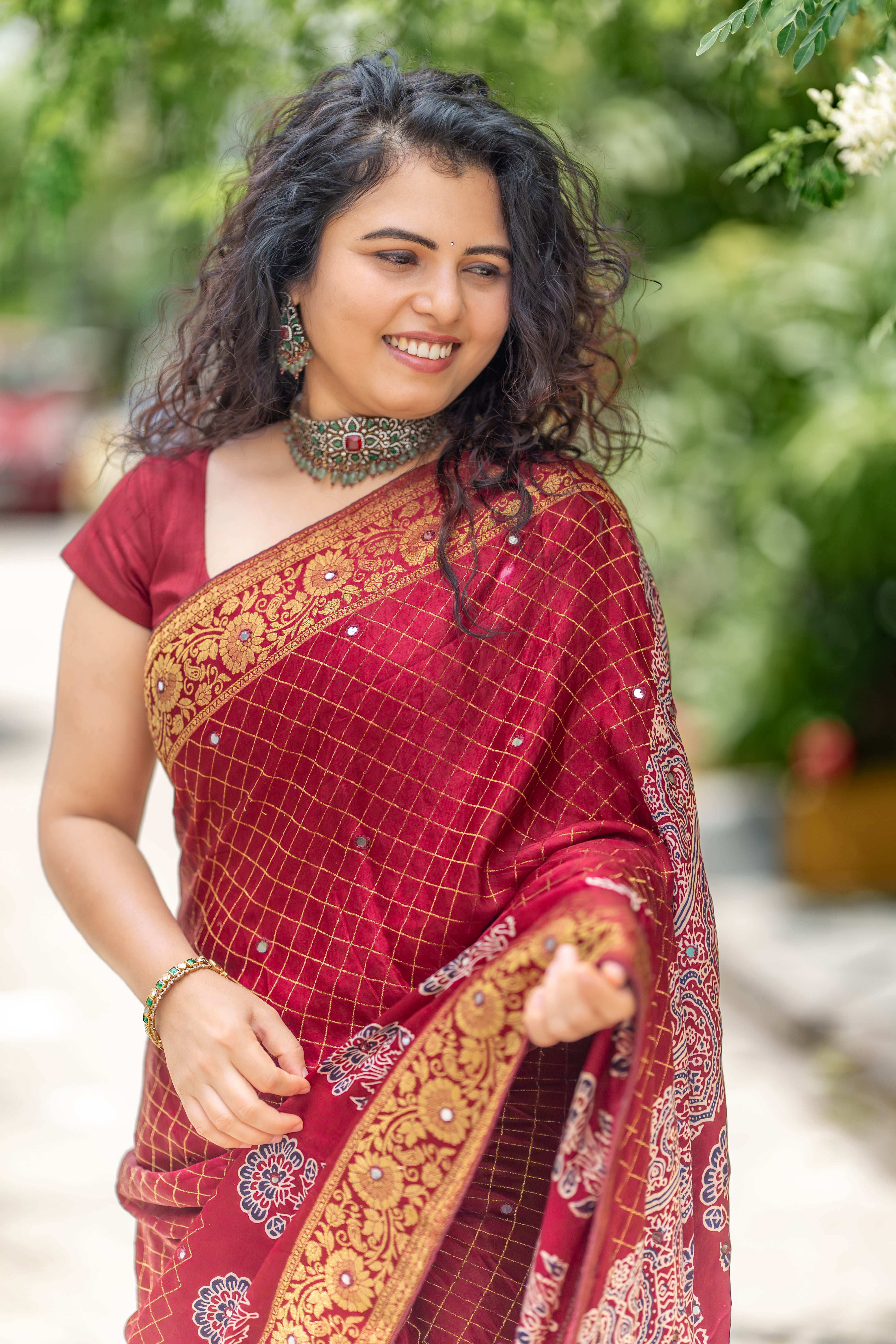 Pure Modal Satin Silk Saree – Kumkum Maroon
