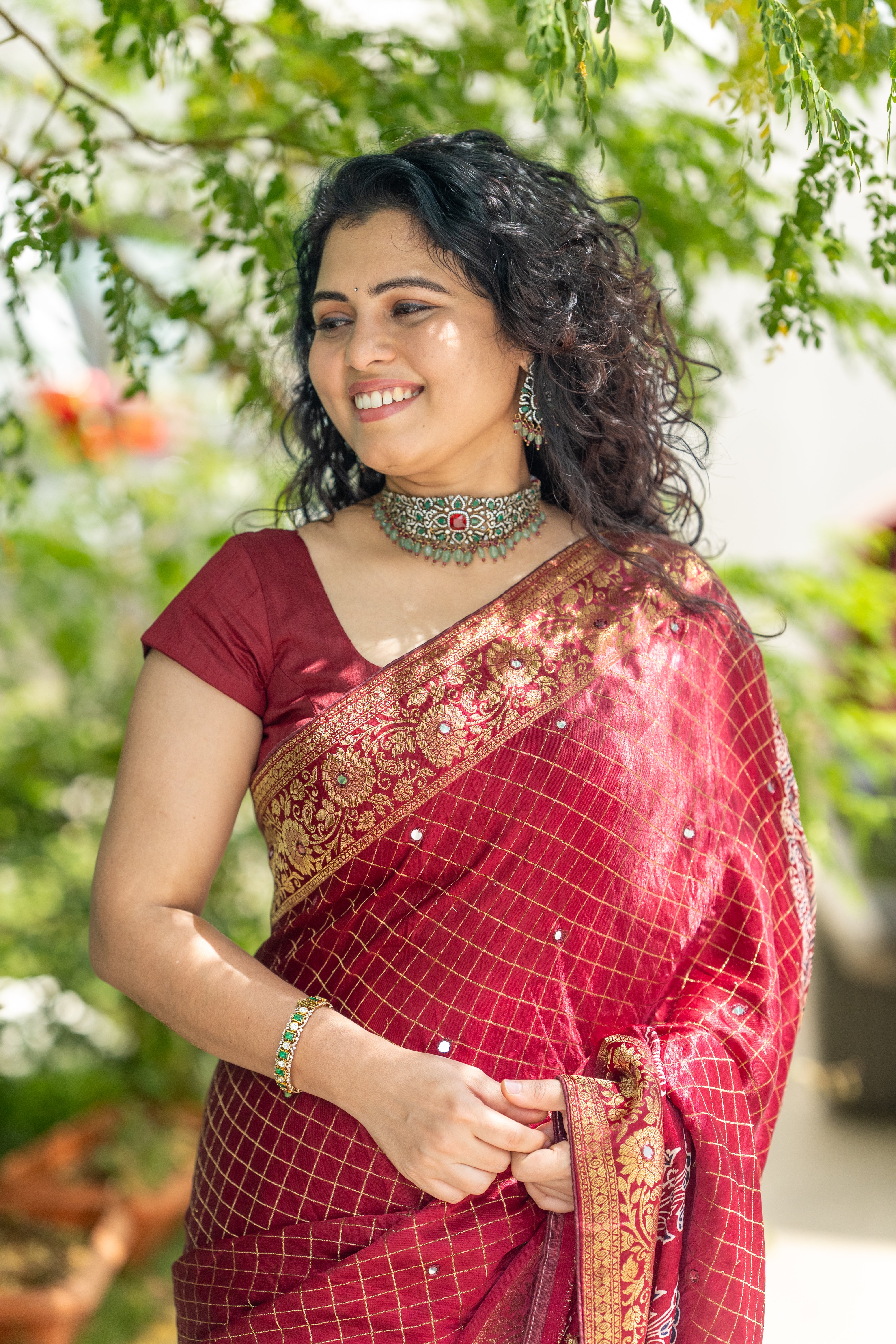 Pure Modal Satin Silk Saree – Kumkum Maroon