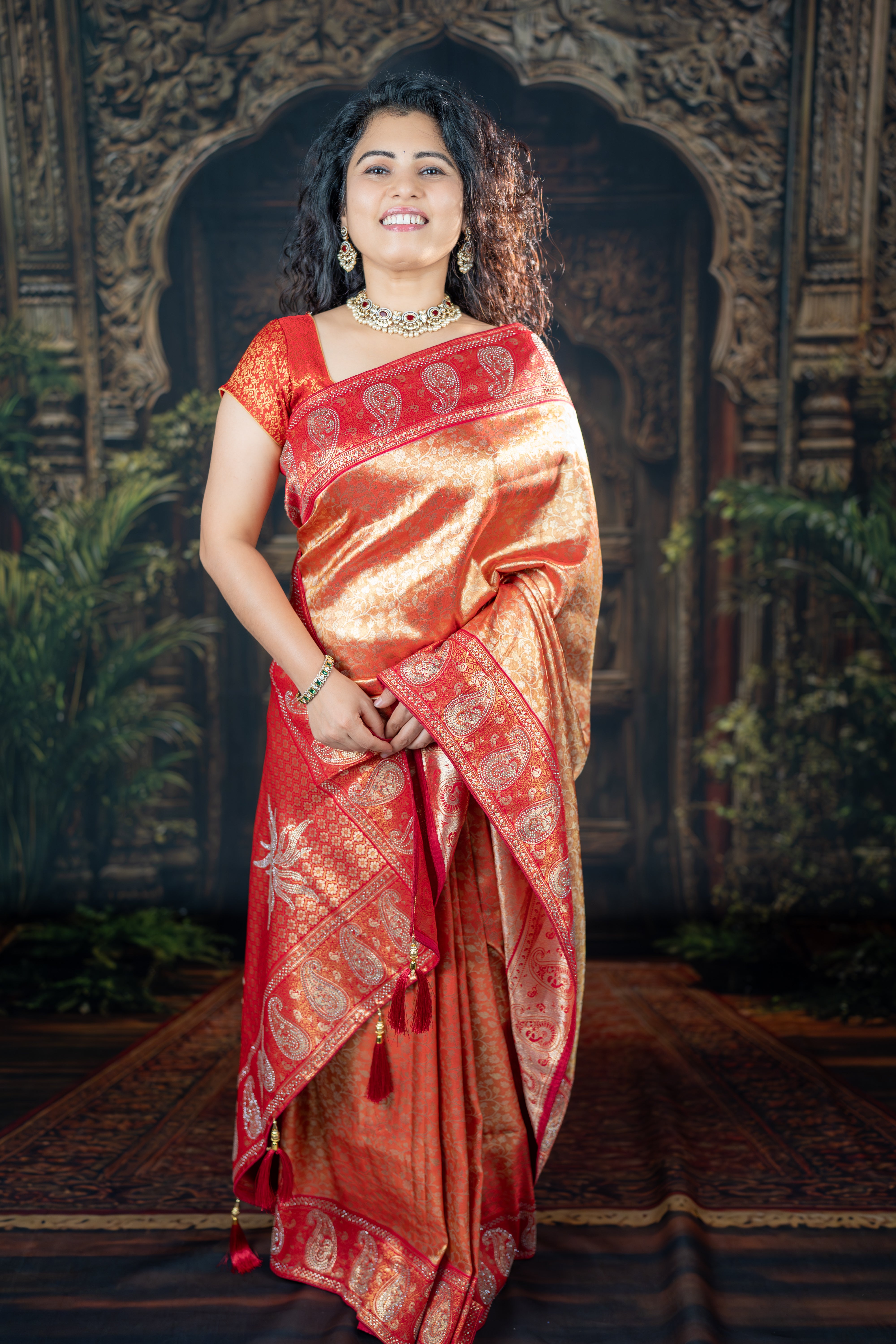 Kanjivaram Silk Saree – Orange Radiance