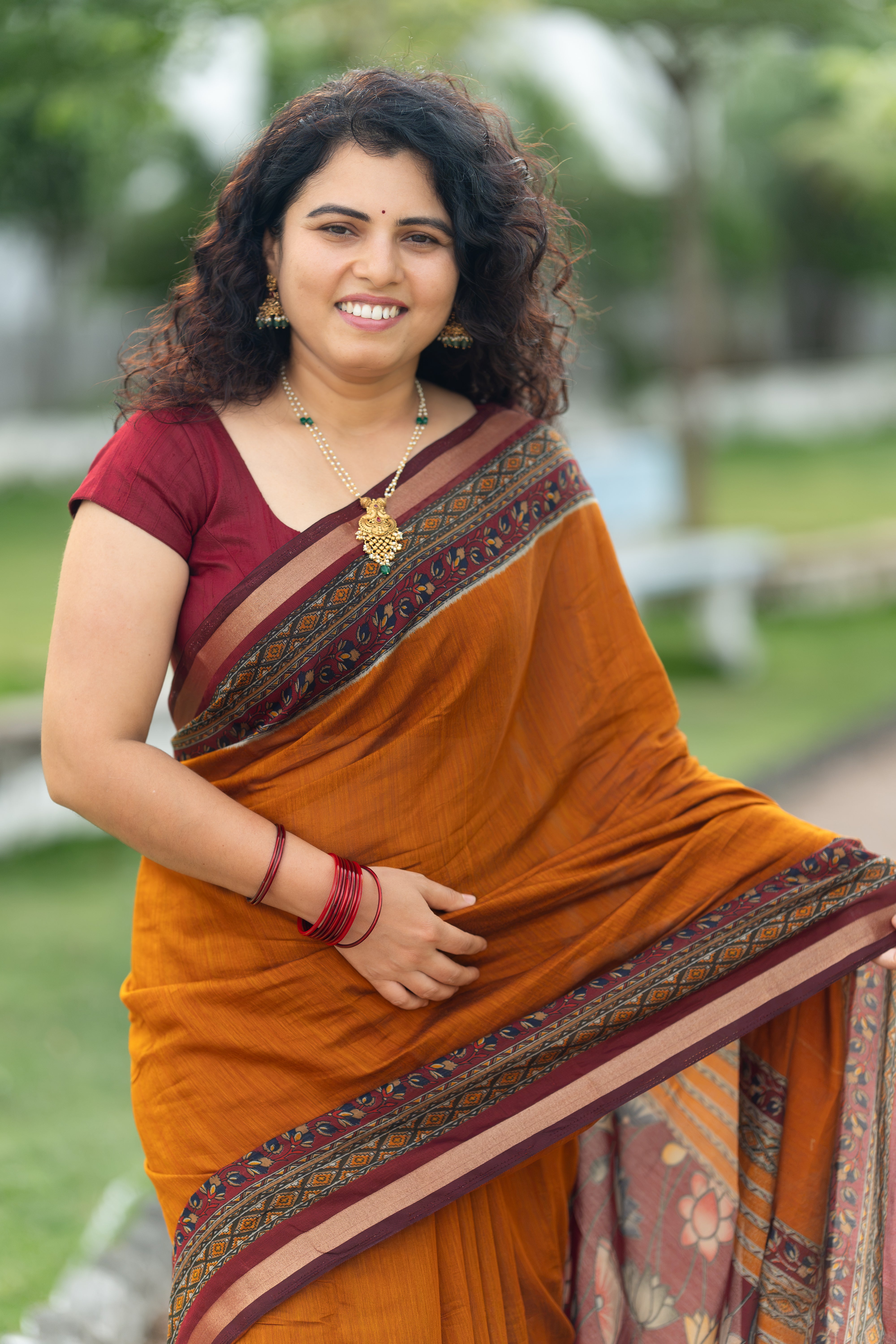 Mersried Mull Hand Block Saree