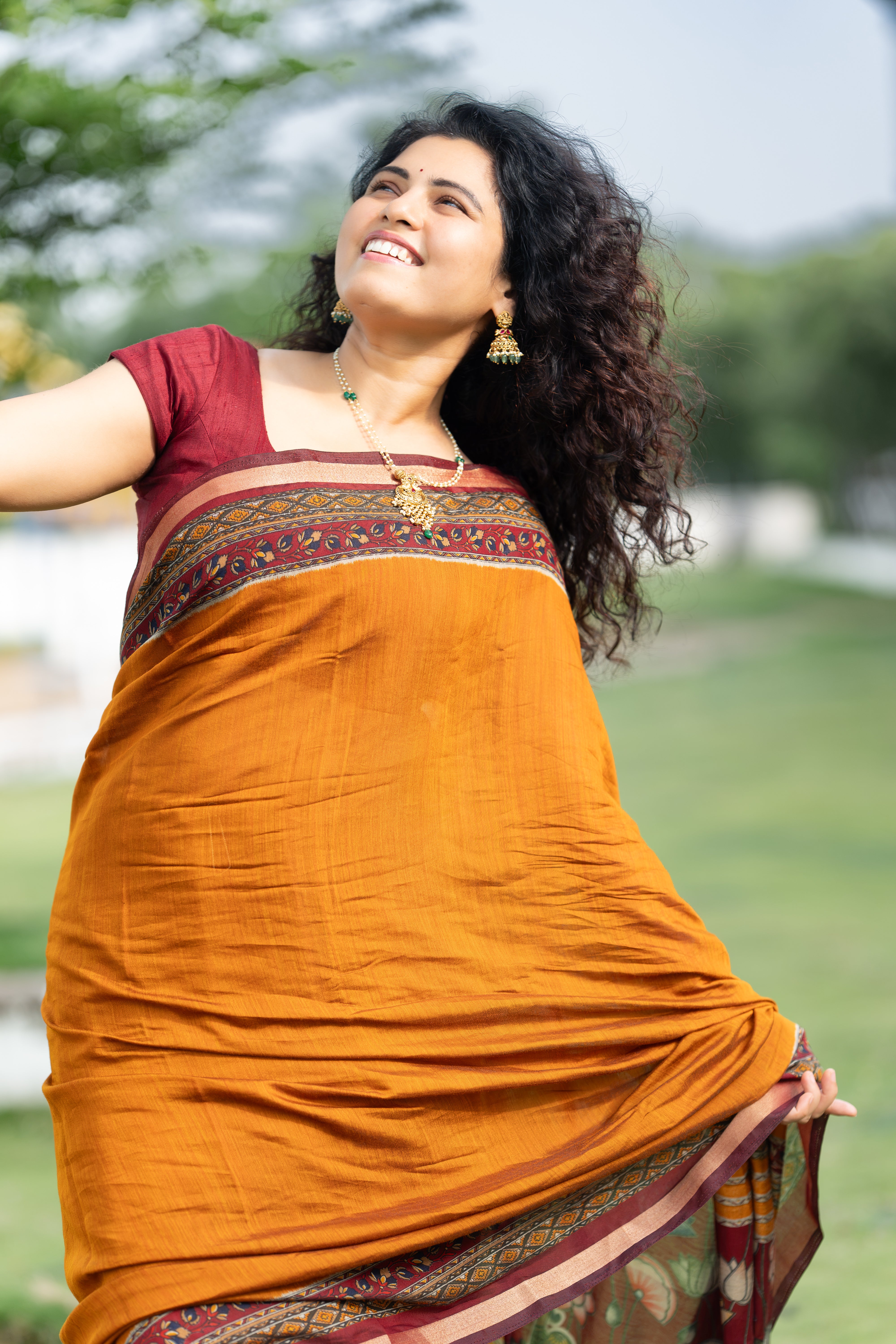 Mersried Mull Hand Block Saree
