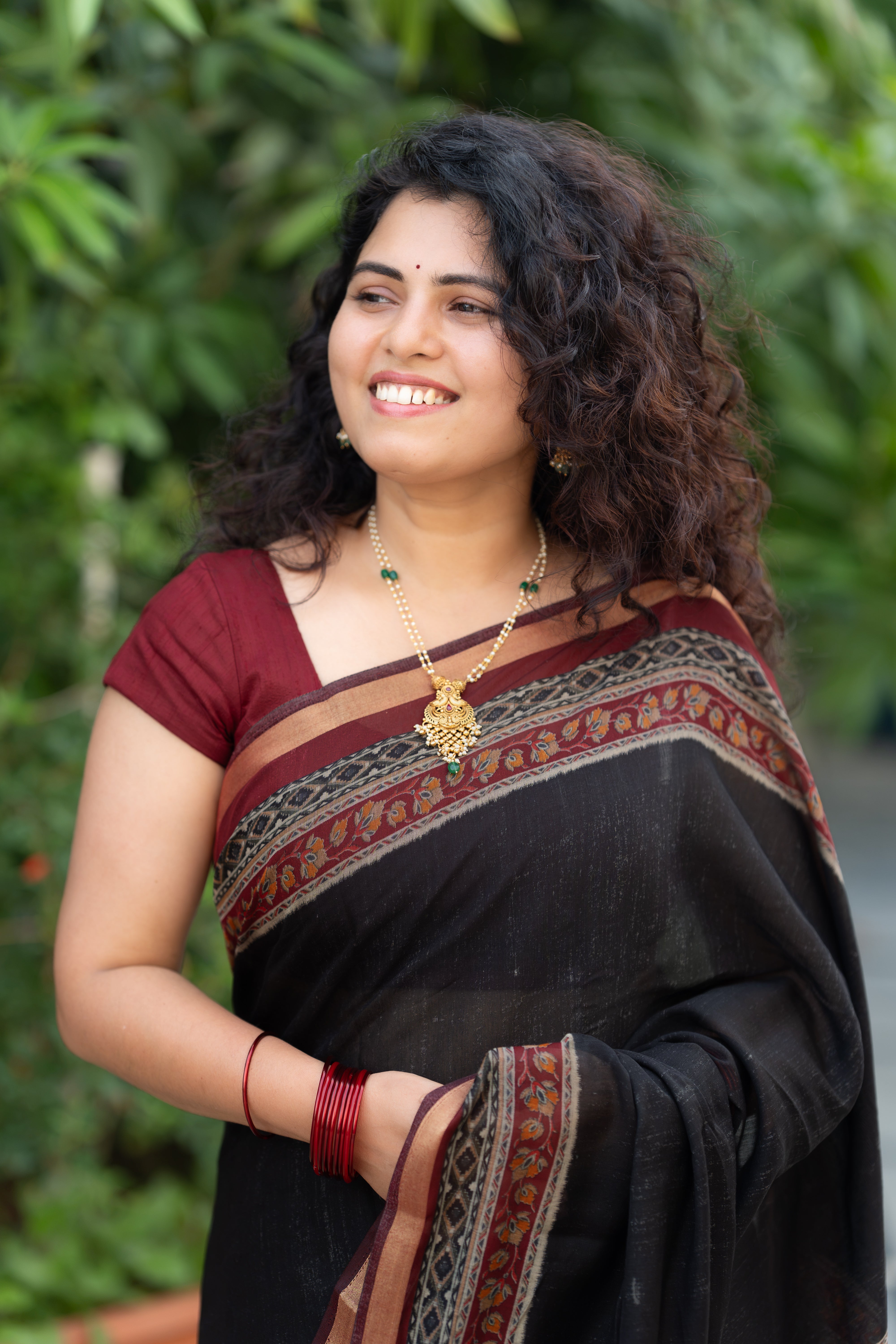 Mersried Mull Hand Block Saree