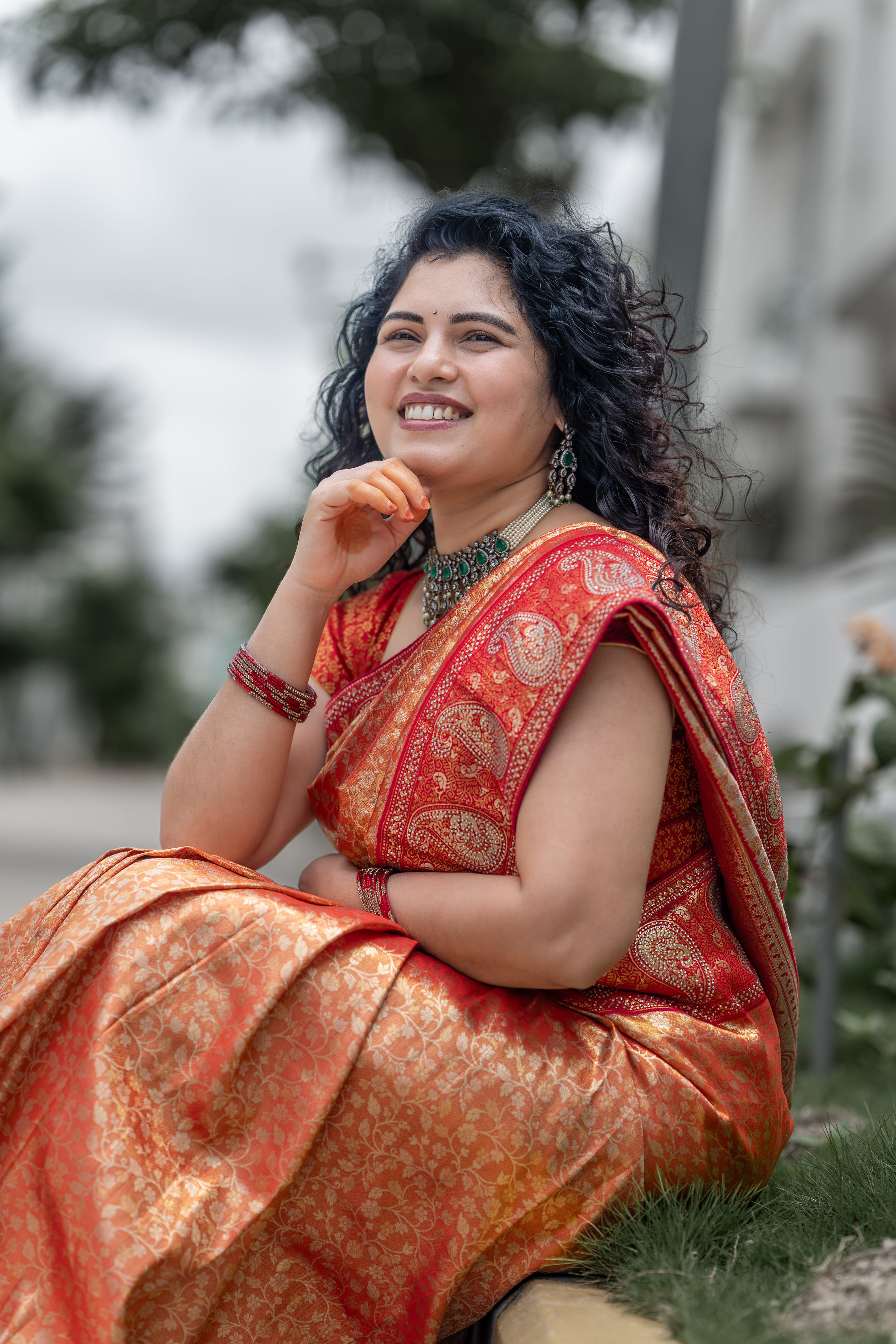 Kanjivaram Silk Saree – Orange Radiance