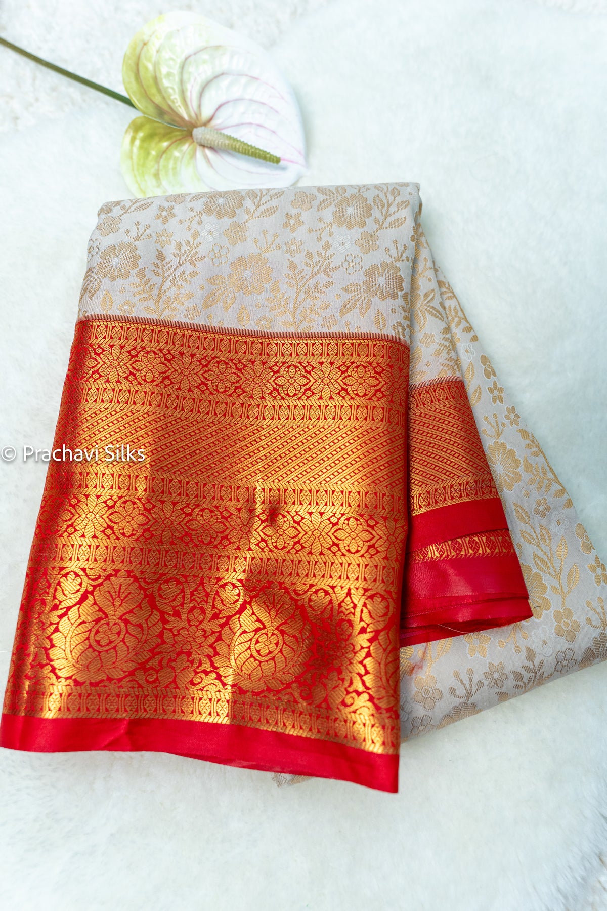 Semi Kanchi silk Saree - cream