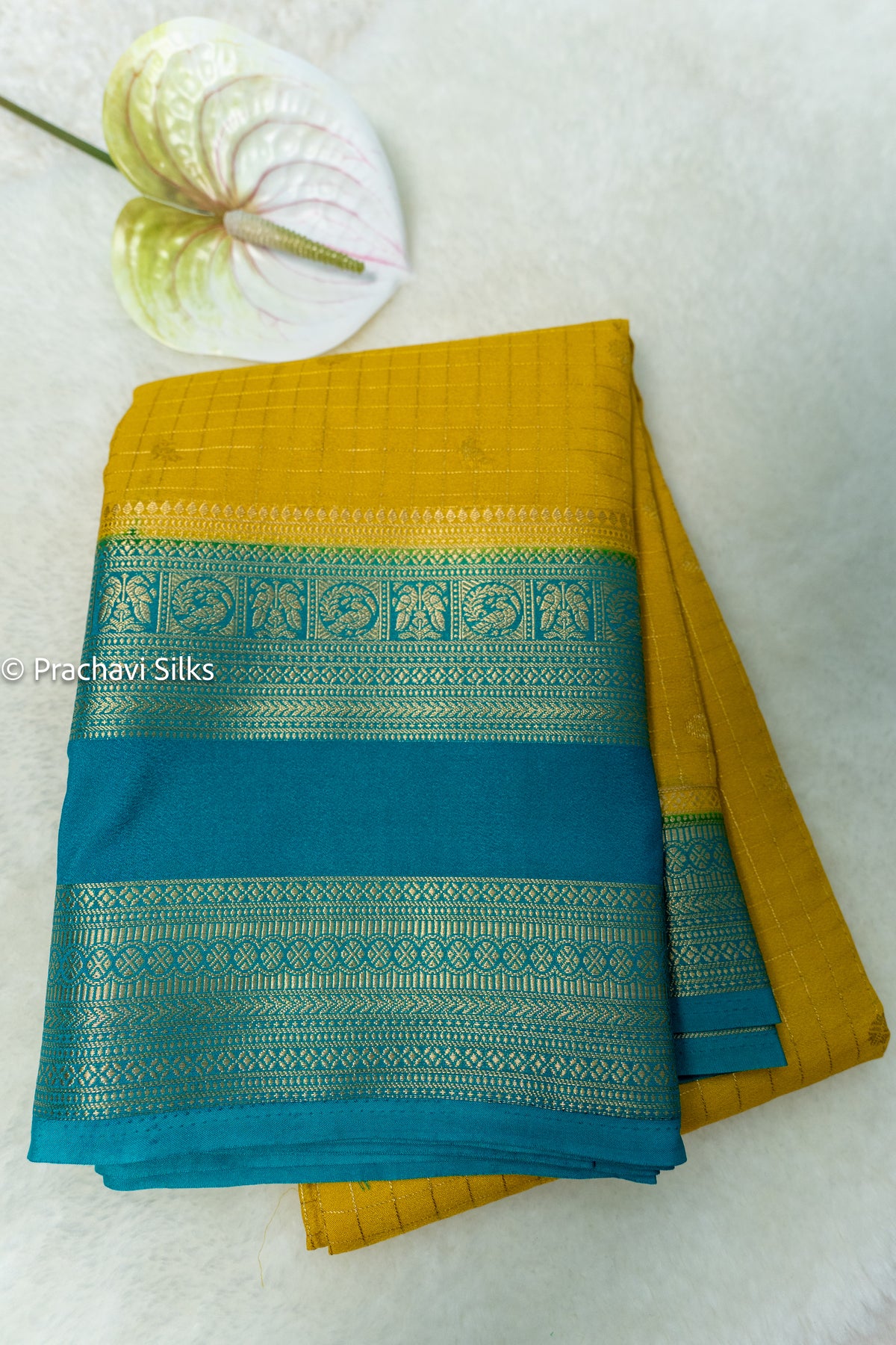 Semi Mysore silk saree - Yellow