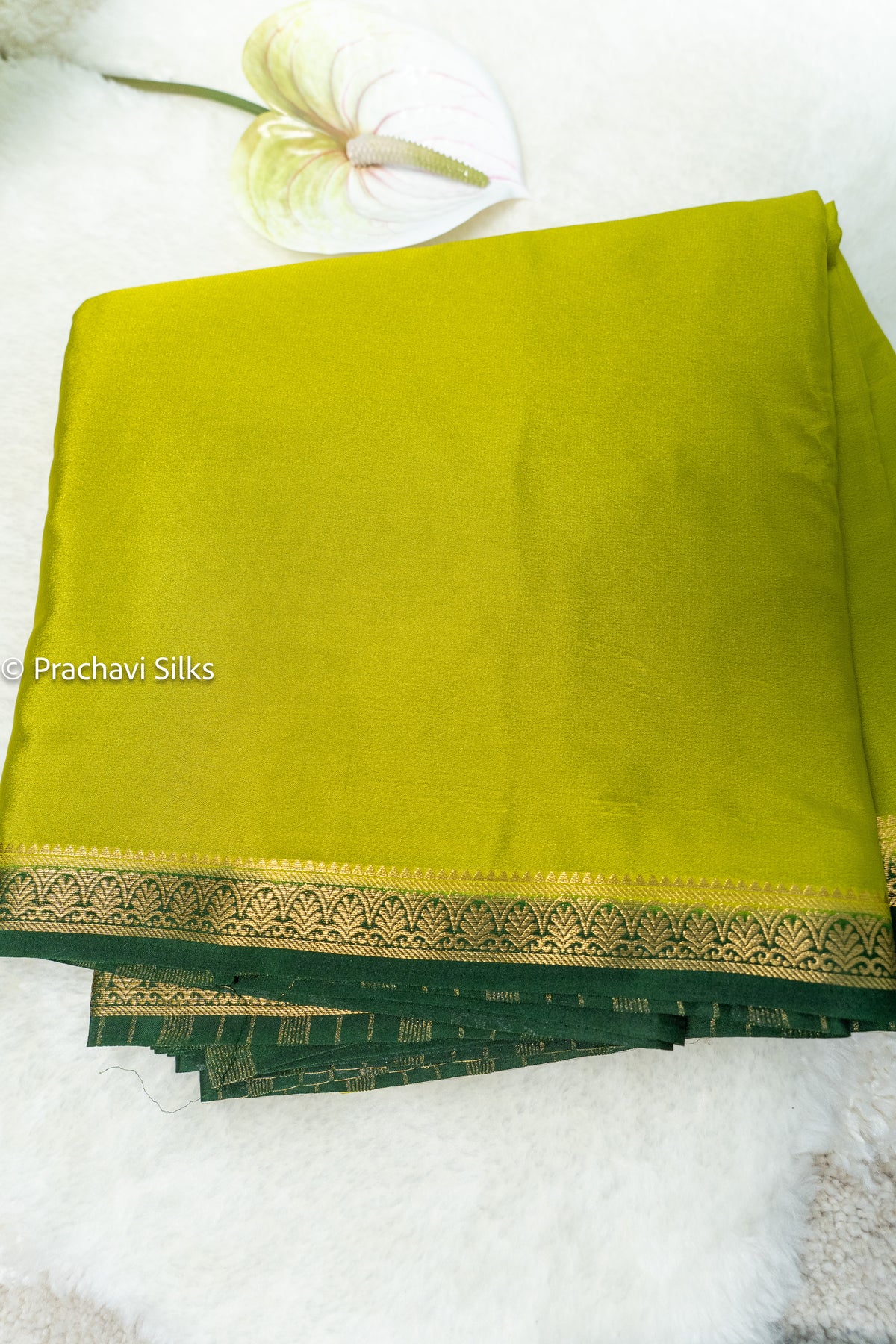 Half pure Mysore silk saree - Green