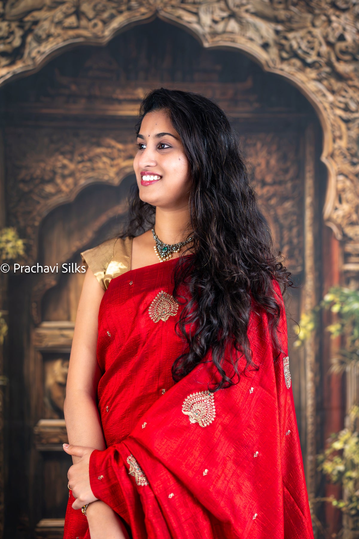 Crimson Paisley – Tussar Silk Saree