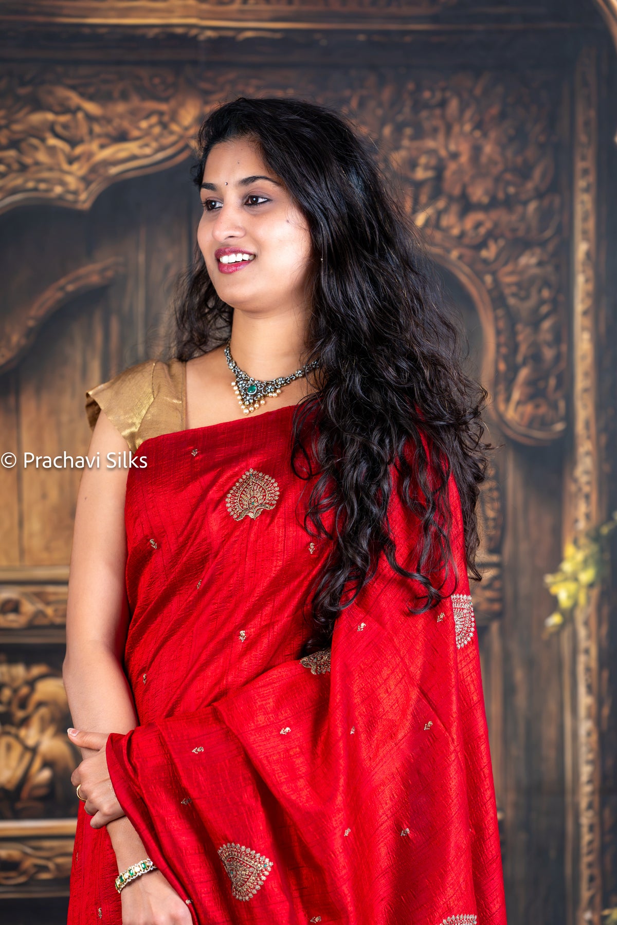 Crimson Paisley – Tussar Silk Saree