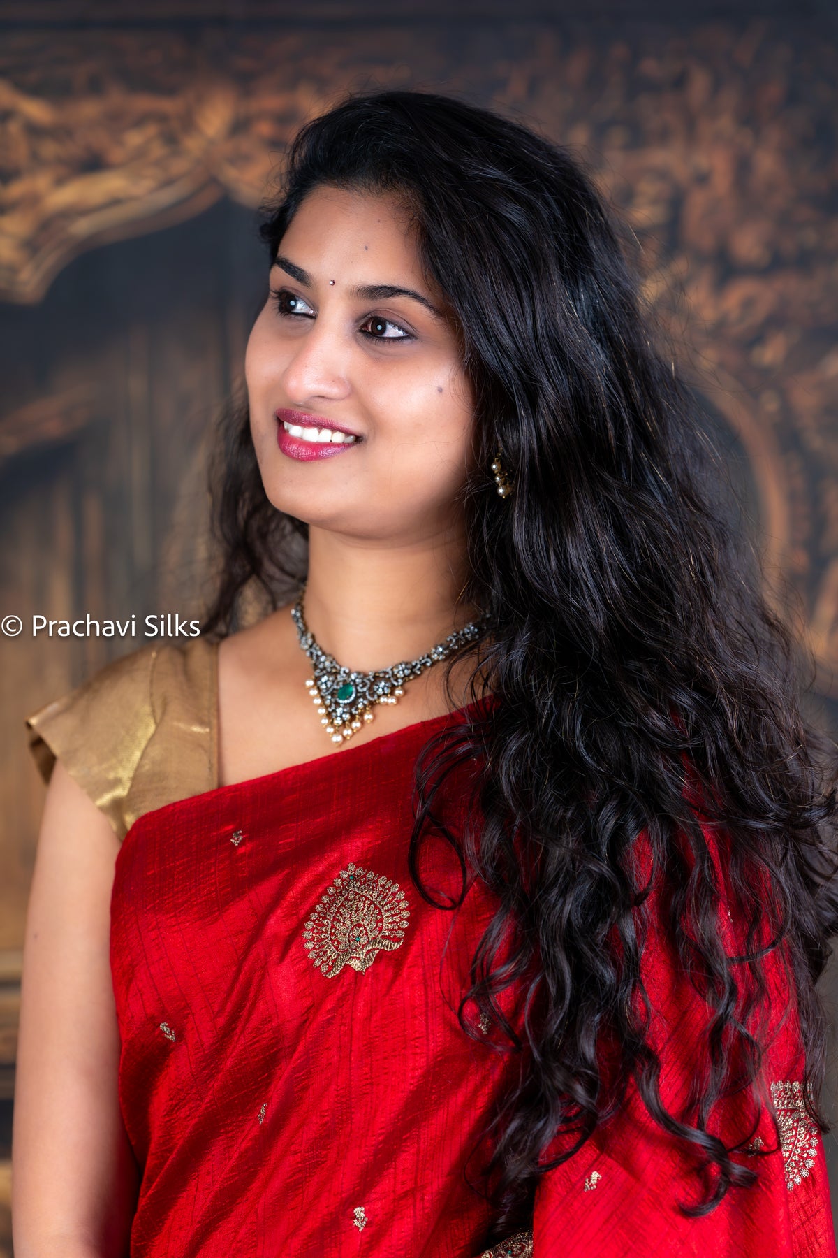 Crimson Paisley – Tussar Silk Saree