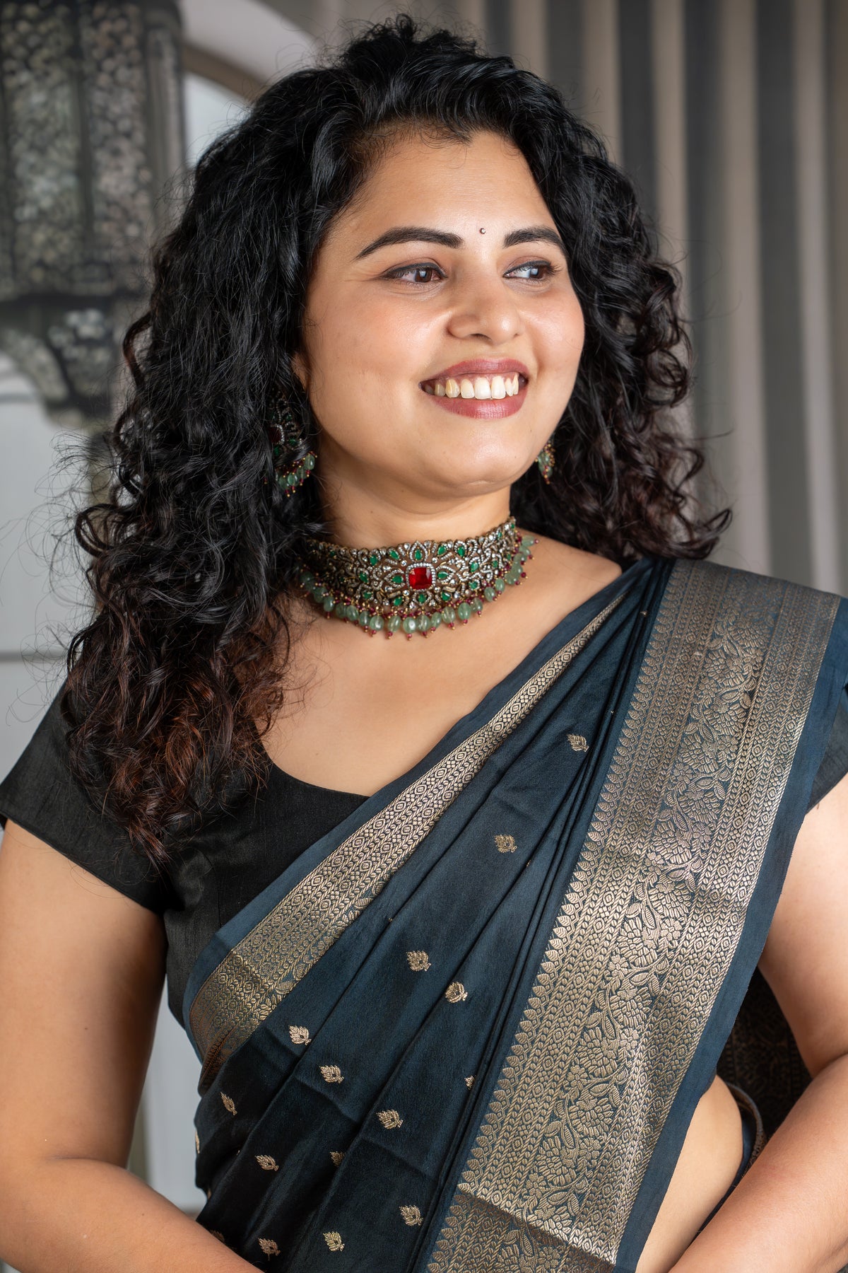 Black Zari Elegance – Bangalore Silk Saree