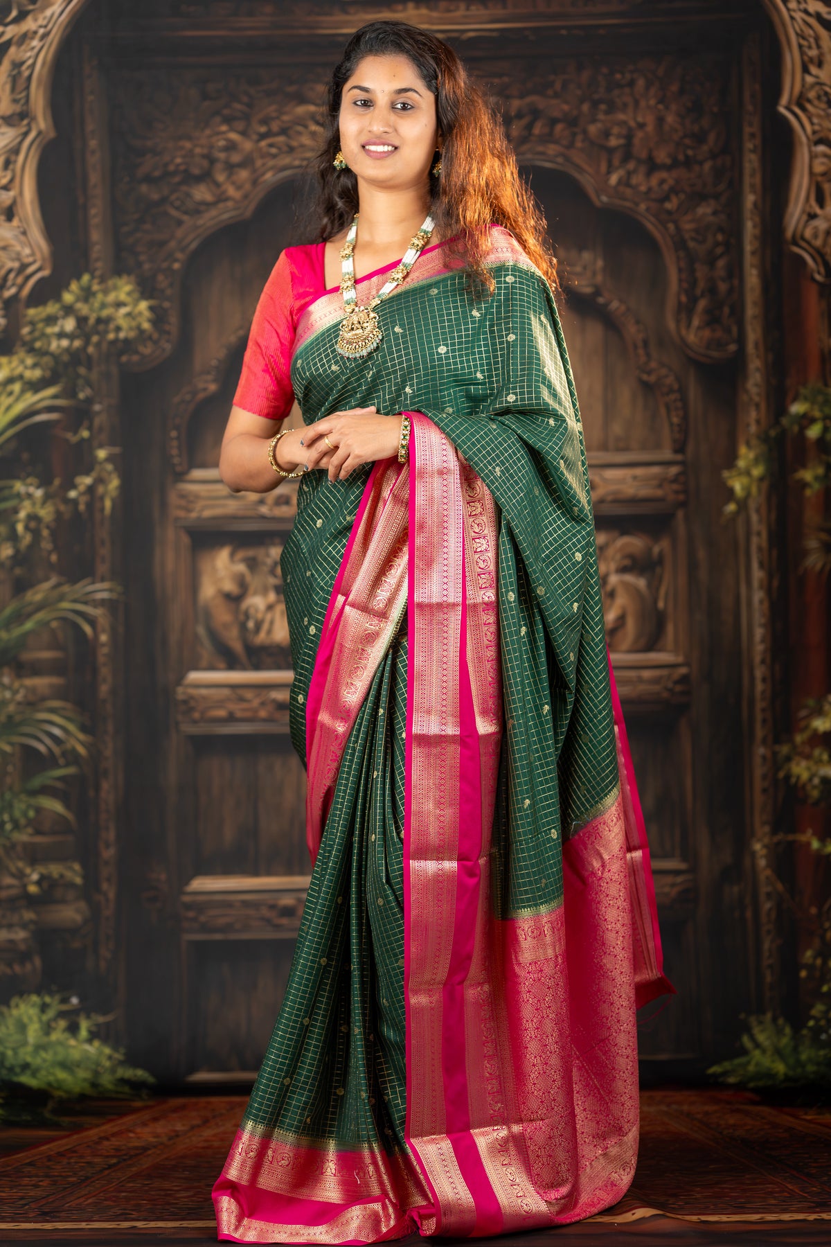 Semi Mysore silk saree - Green