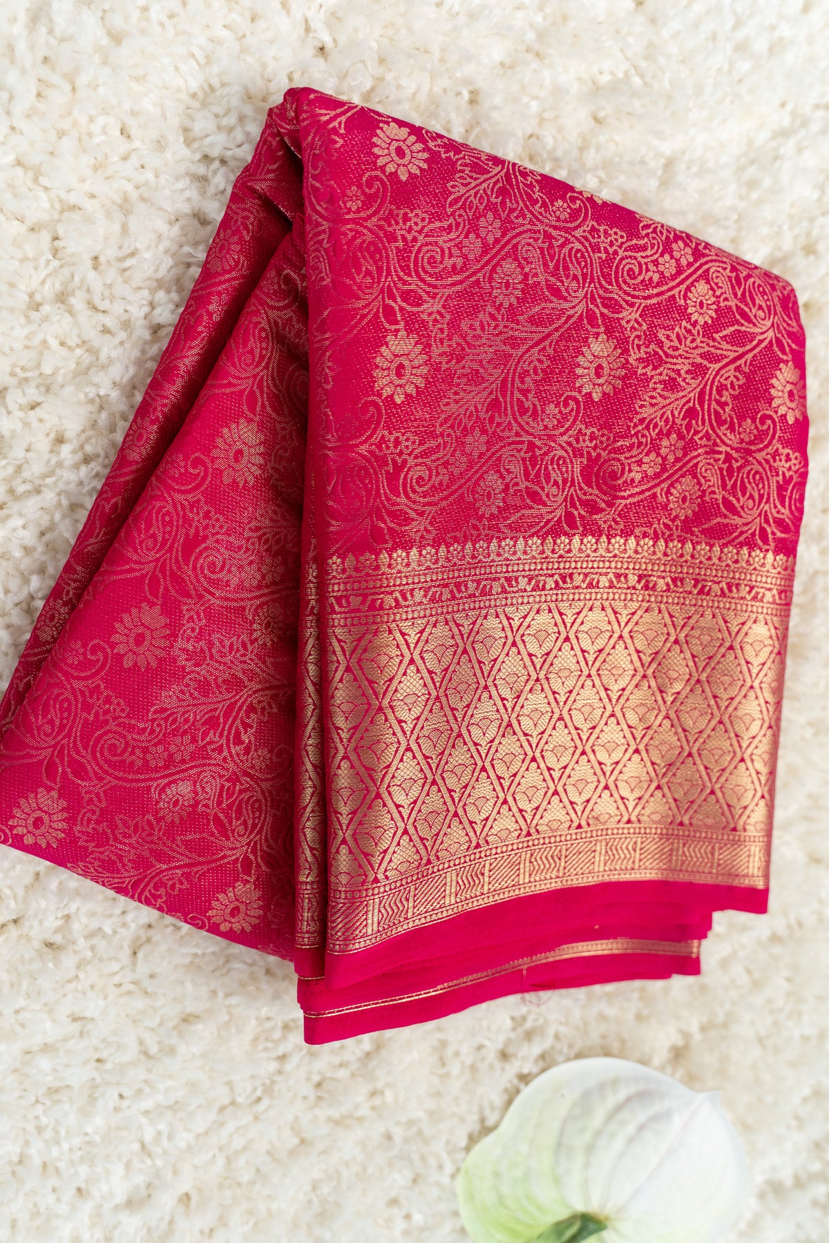 Golden Zari Crepe Brocade Saree