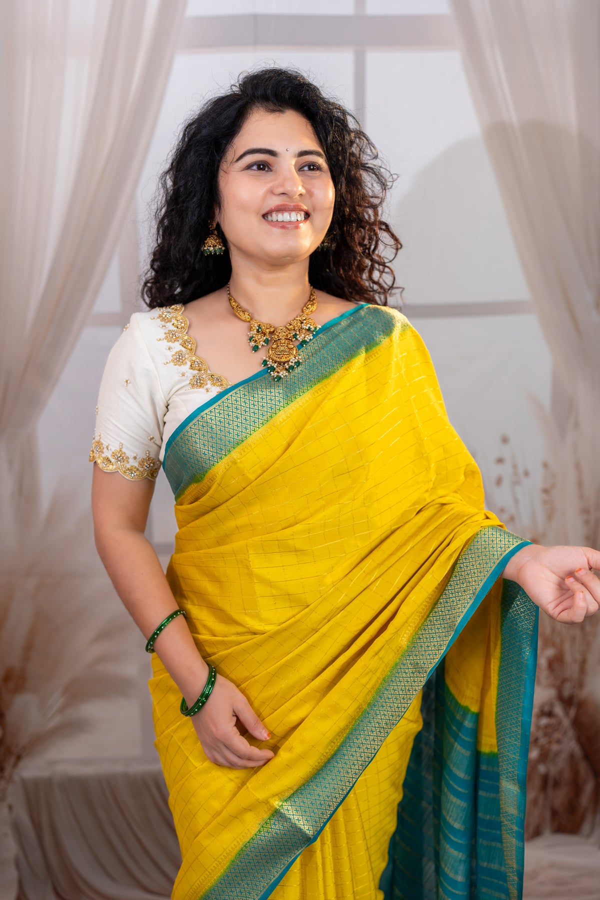 Premium Semi Mysore silk saree - Yellow