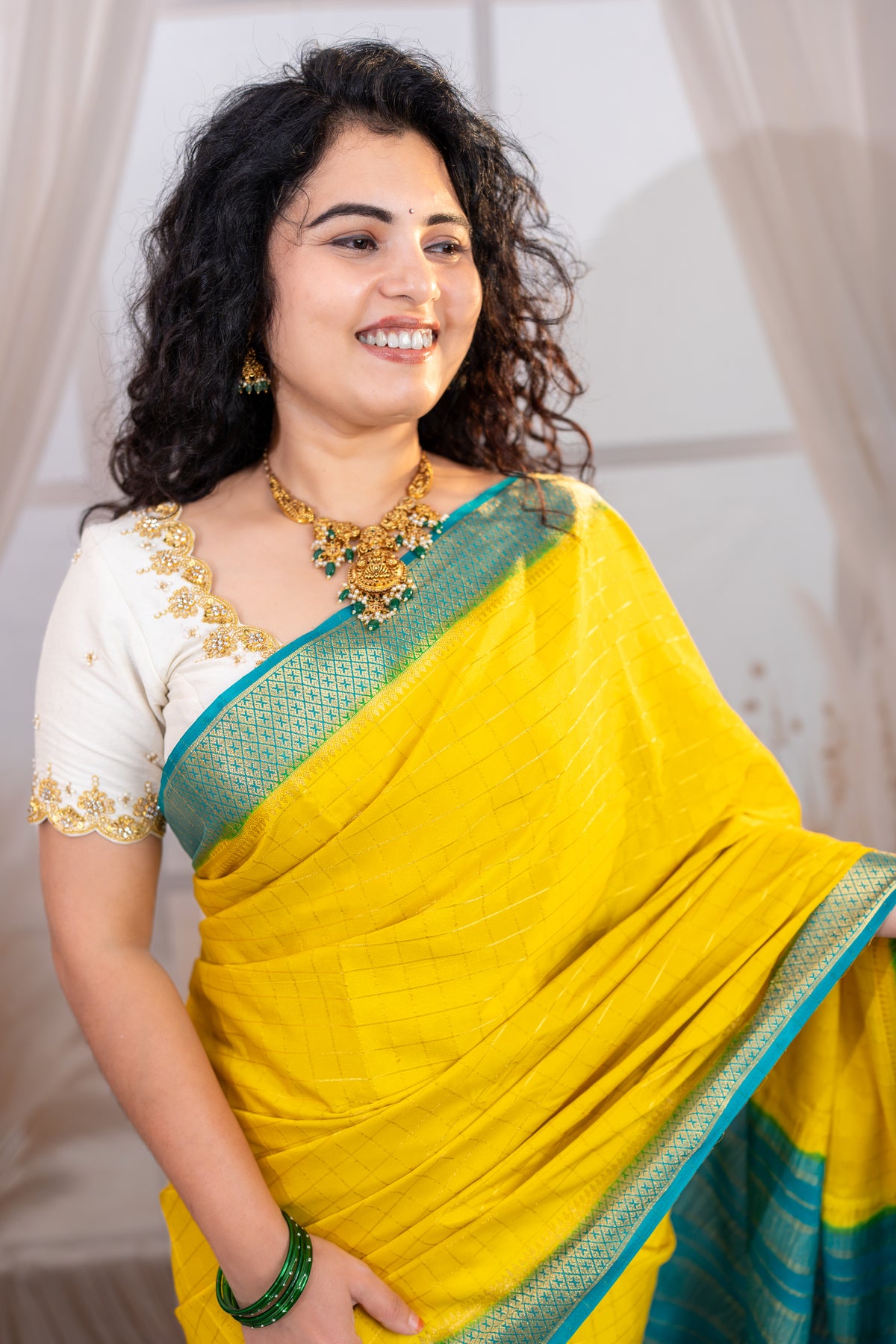 Premium Semi Mysore silk saree - Yellow