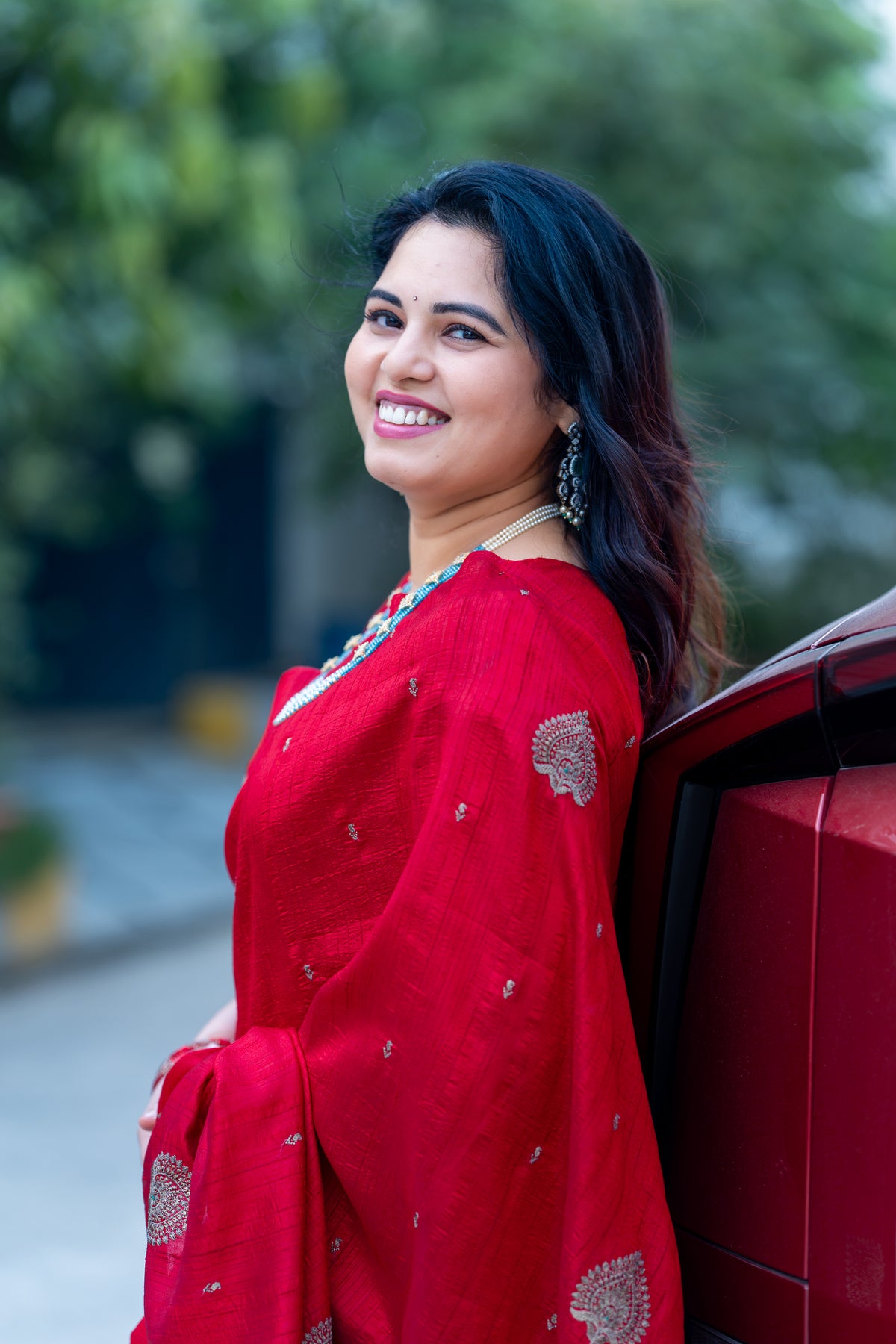 Crimson Paisley – Tussar Silk Saree